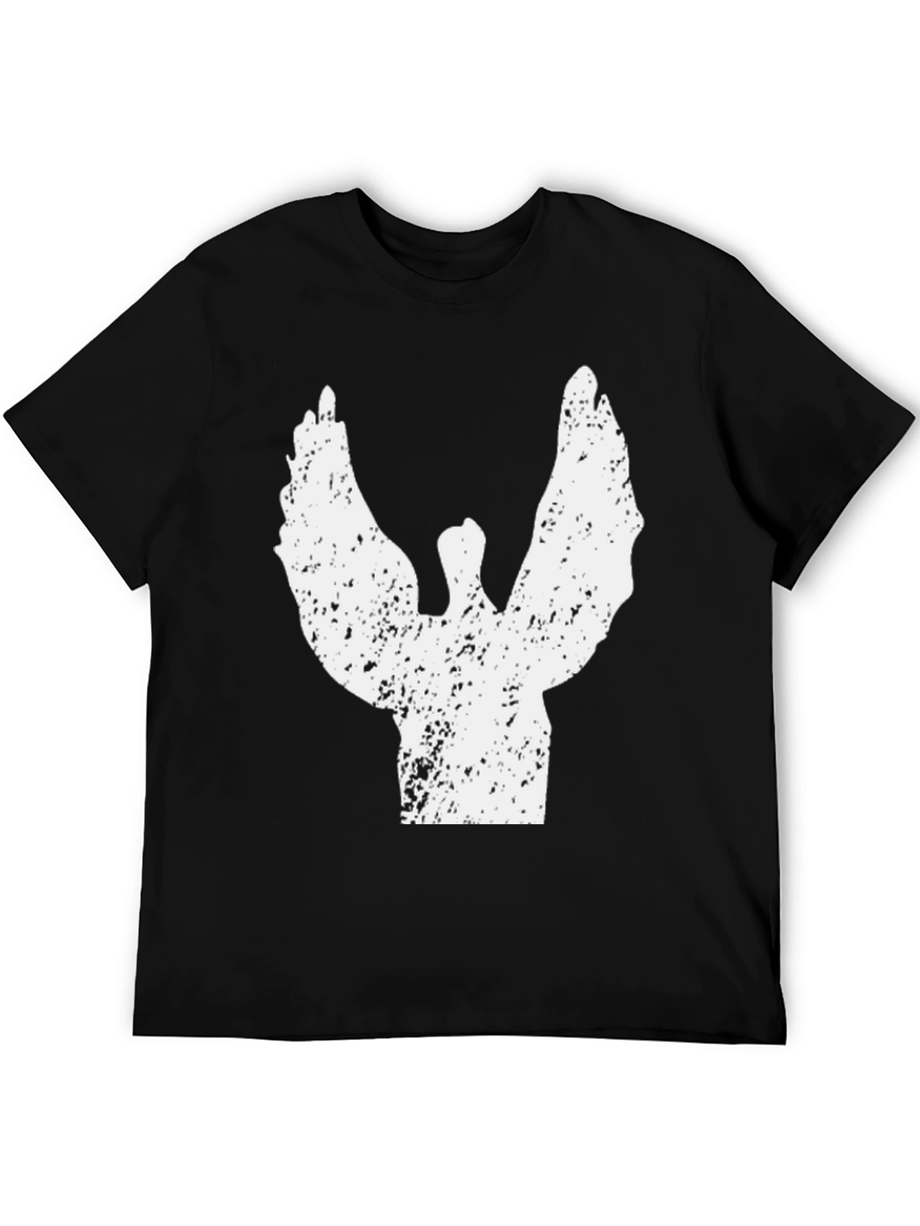 Grunge Angel Wings Graphic Black Tee