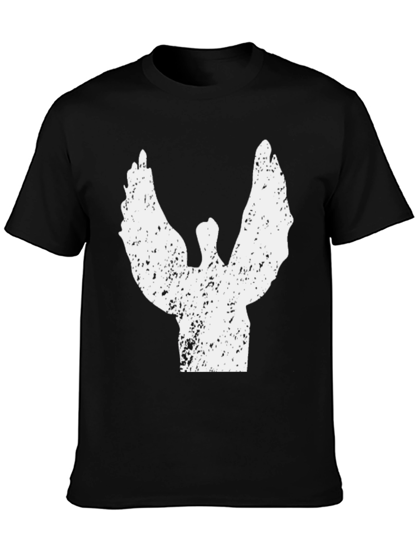 Grunge Angel Wings Graphic Black Tee