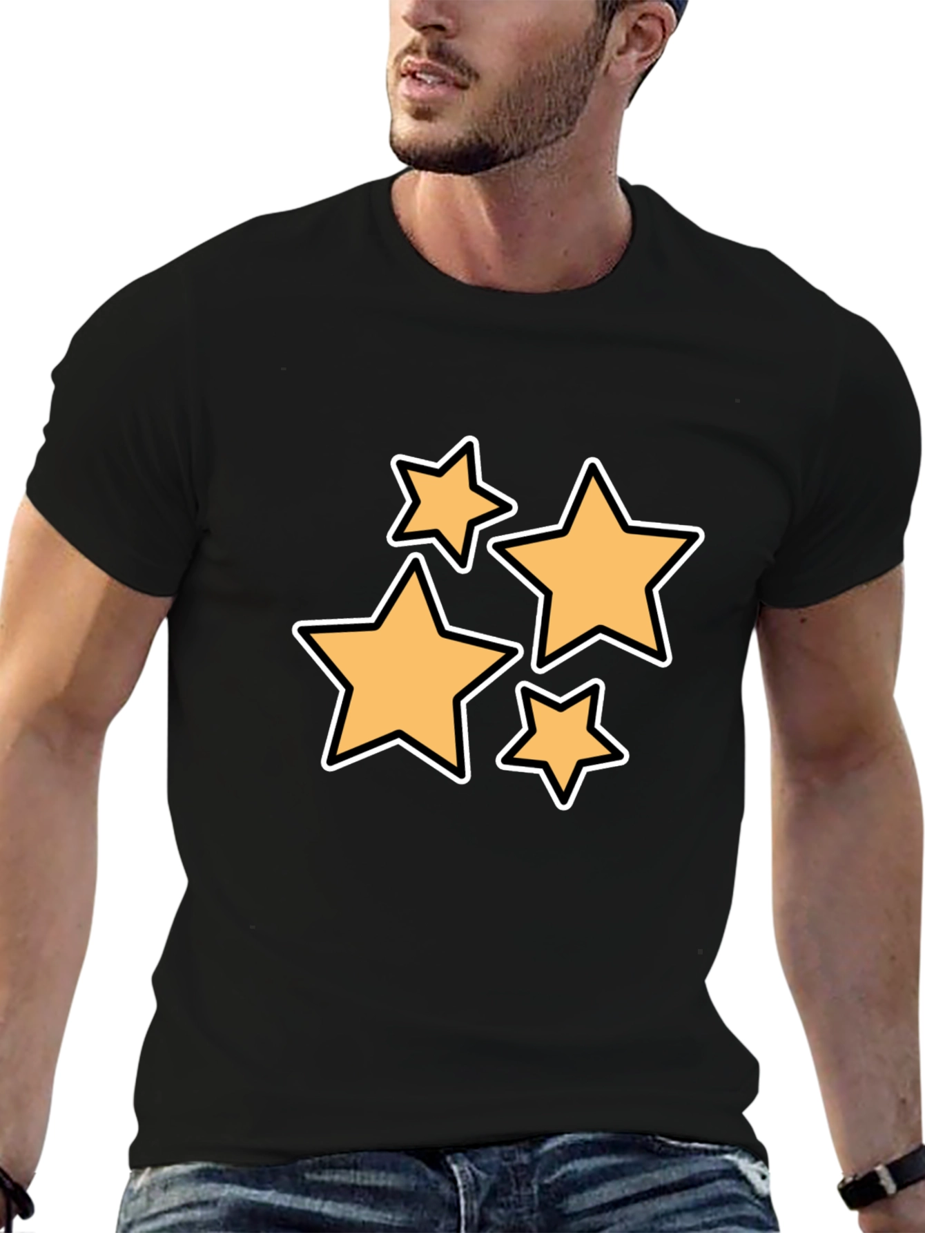 Stylish Black T-Shirt with Star Design