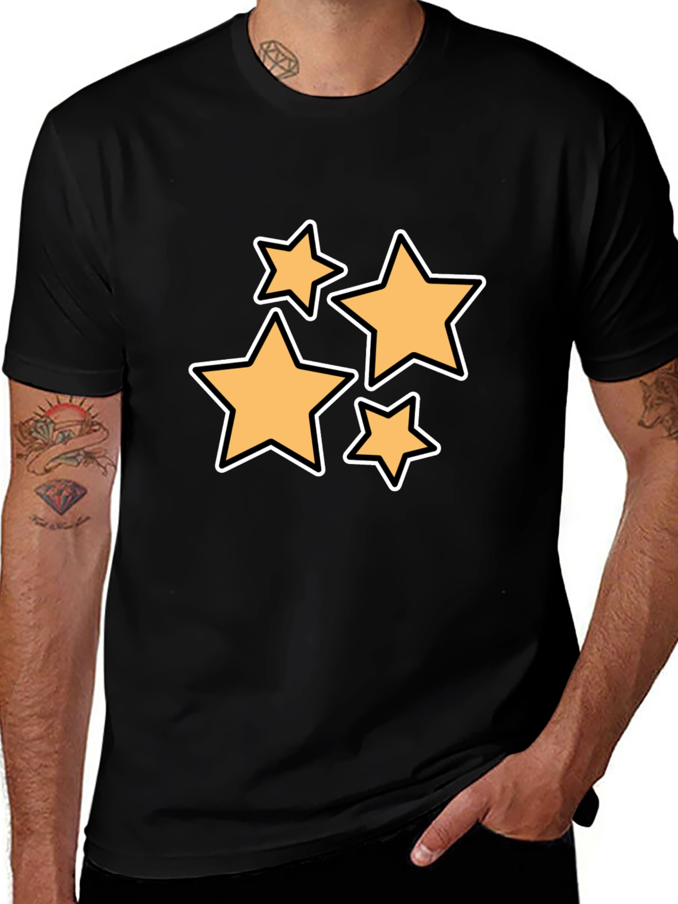 Stylish Black T-Shirt with Star Design