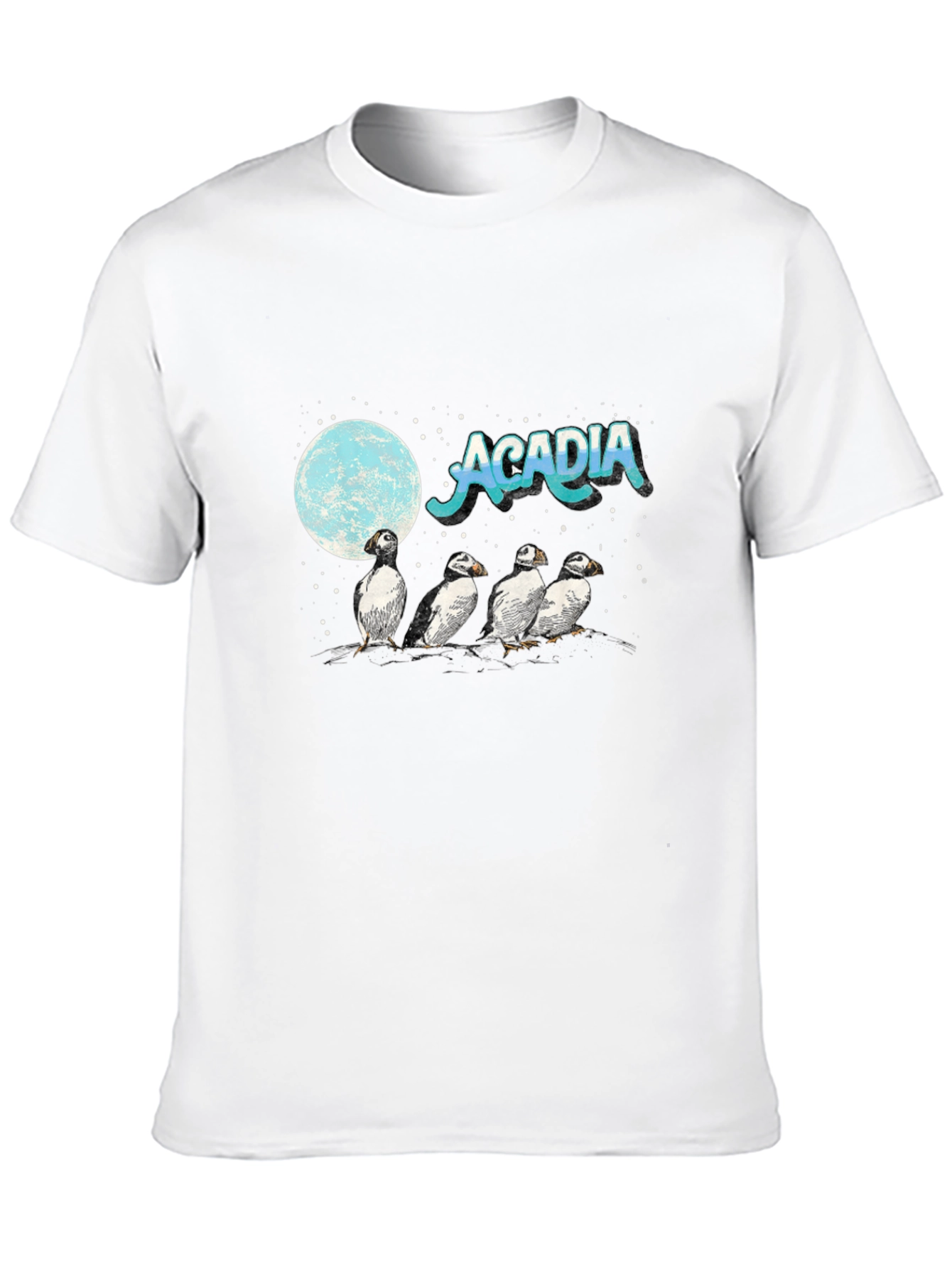 Acadia Puffin Moon Black T-Shirt