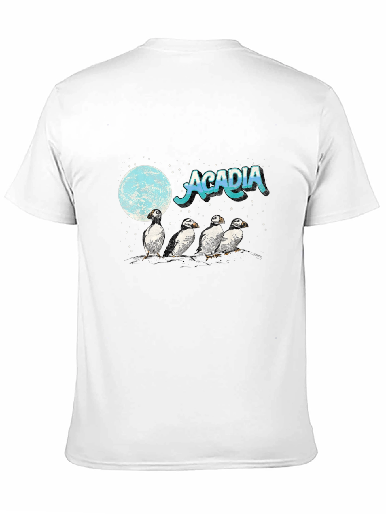 Acadia Puffin Moon Black T-Shirt
