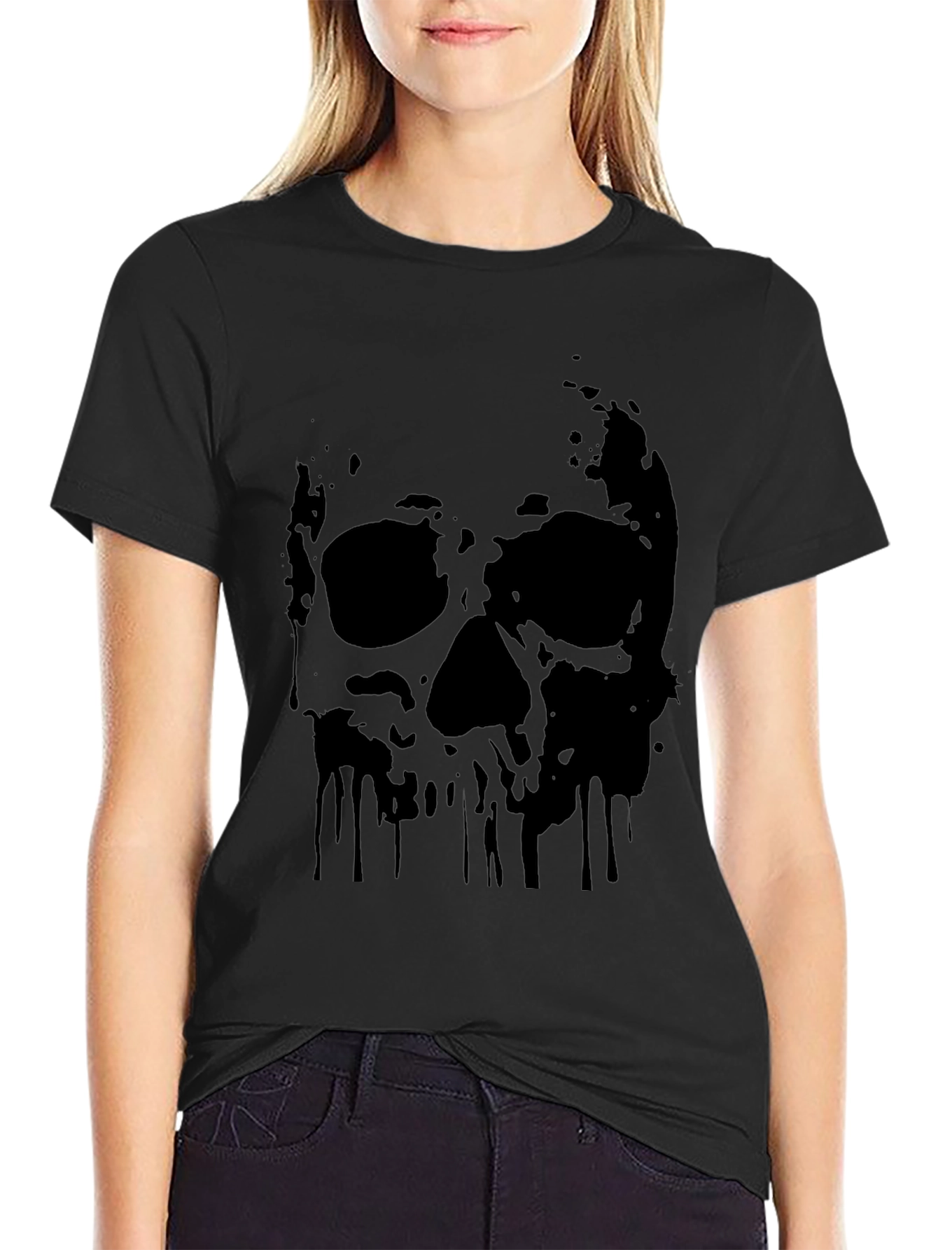 Mens Black Skull Graphic T-Shirt