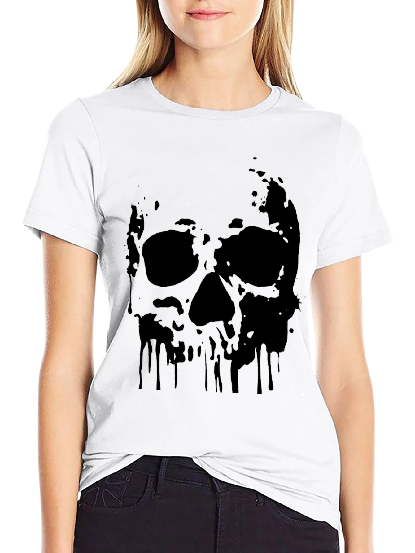 Mens Black Skull Graphic T-Shirt