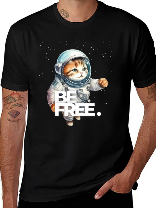 Cat Astronaut T-Shirt - Be Free Design