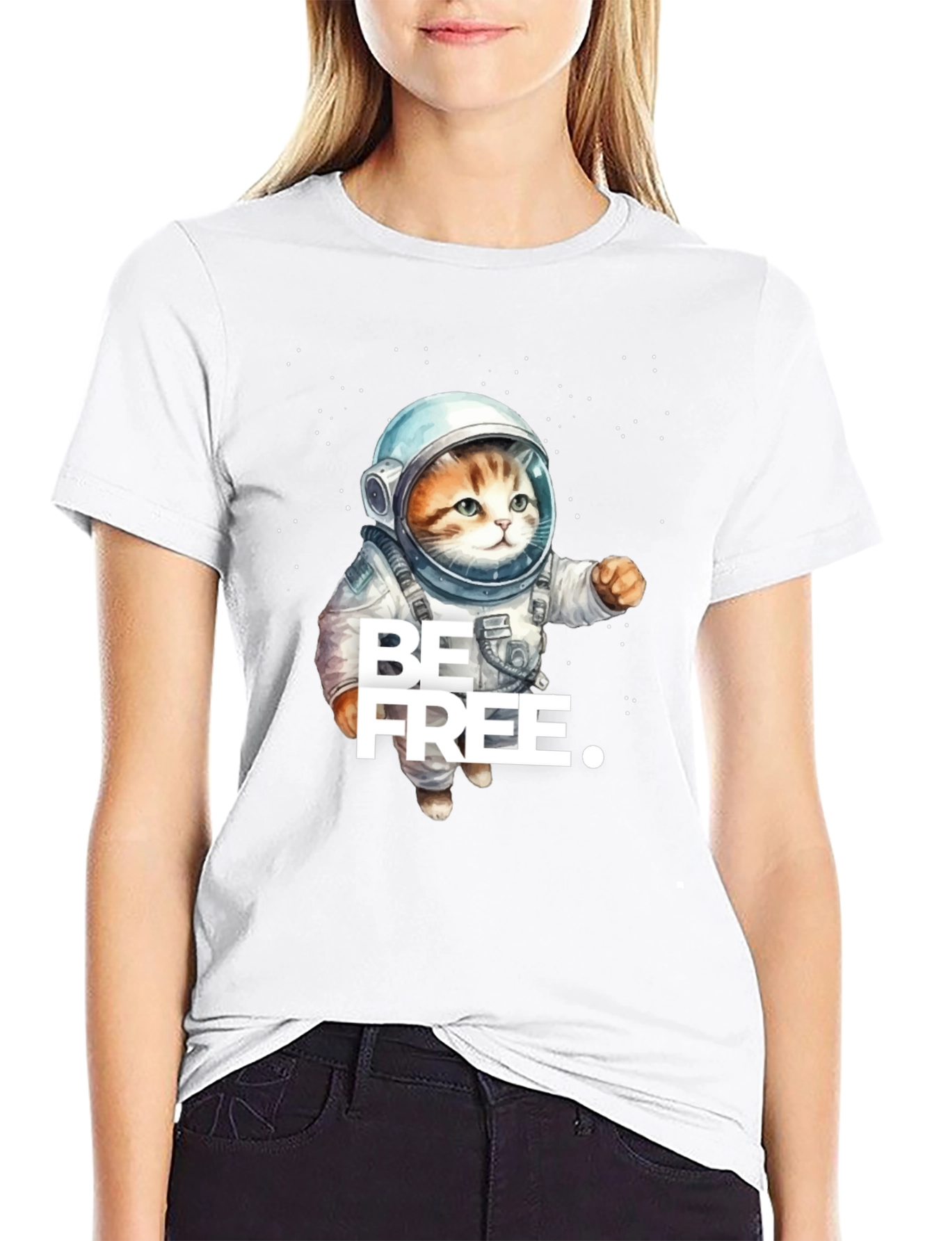Cat Astronaut T-Shirt - Be Free Design