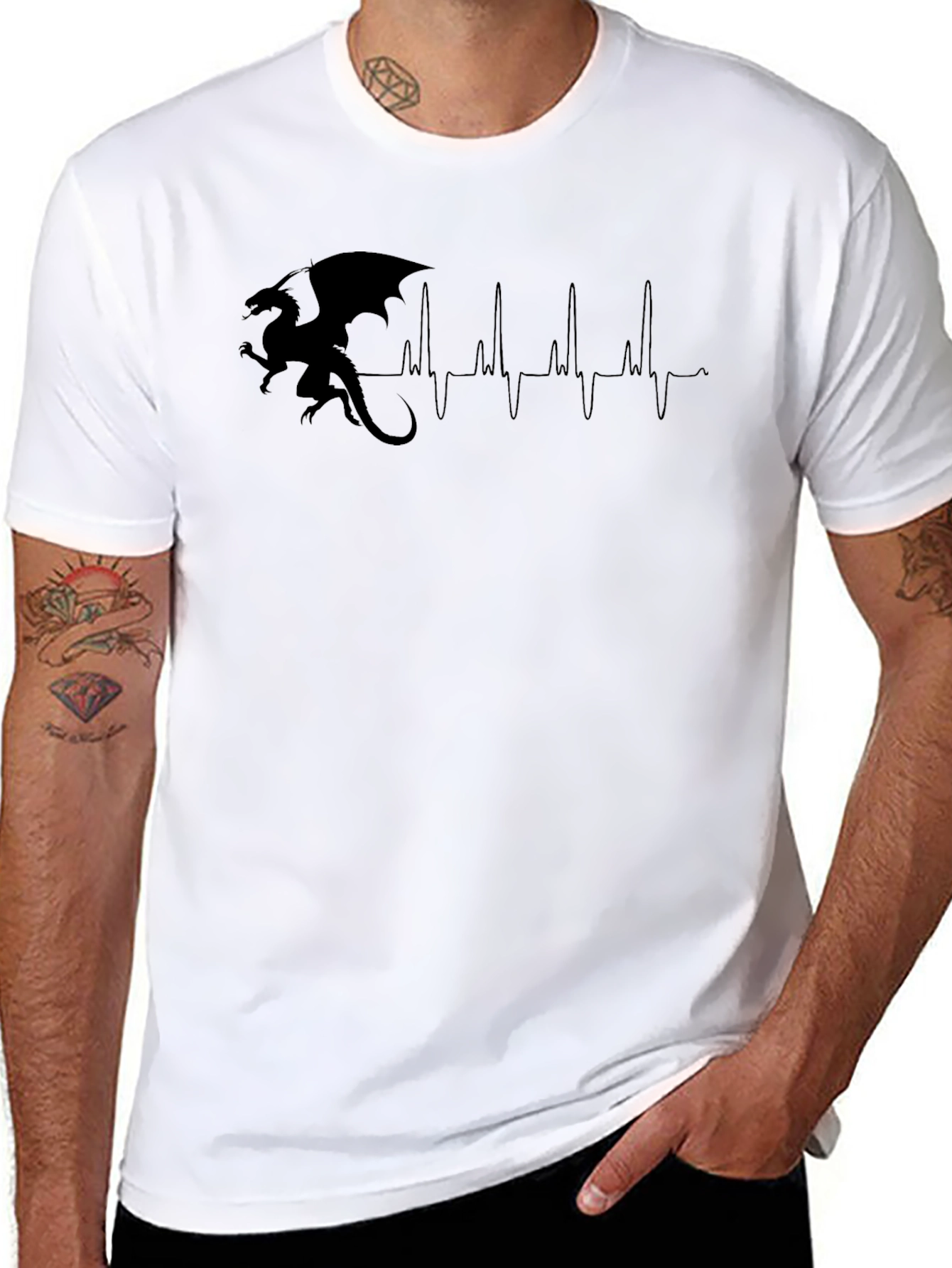 Dragon Heartbeat Graphic Tee - Black