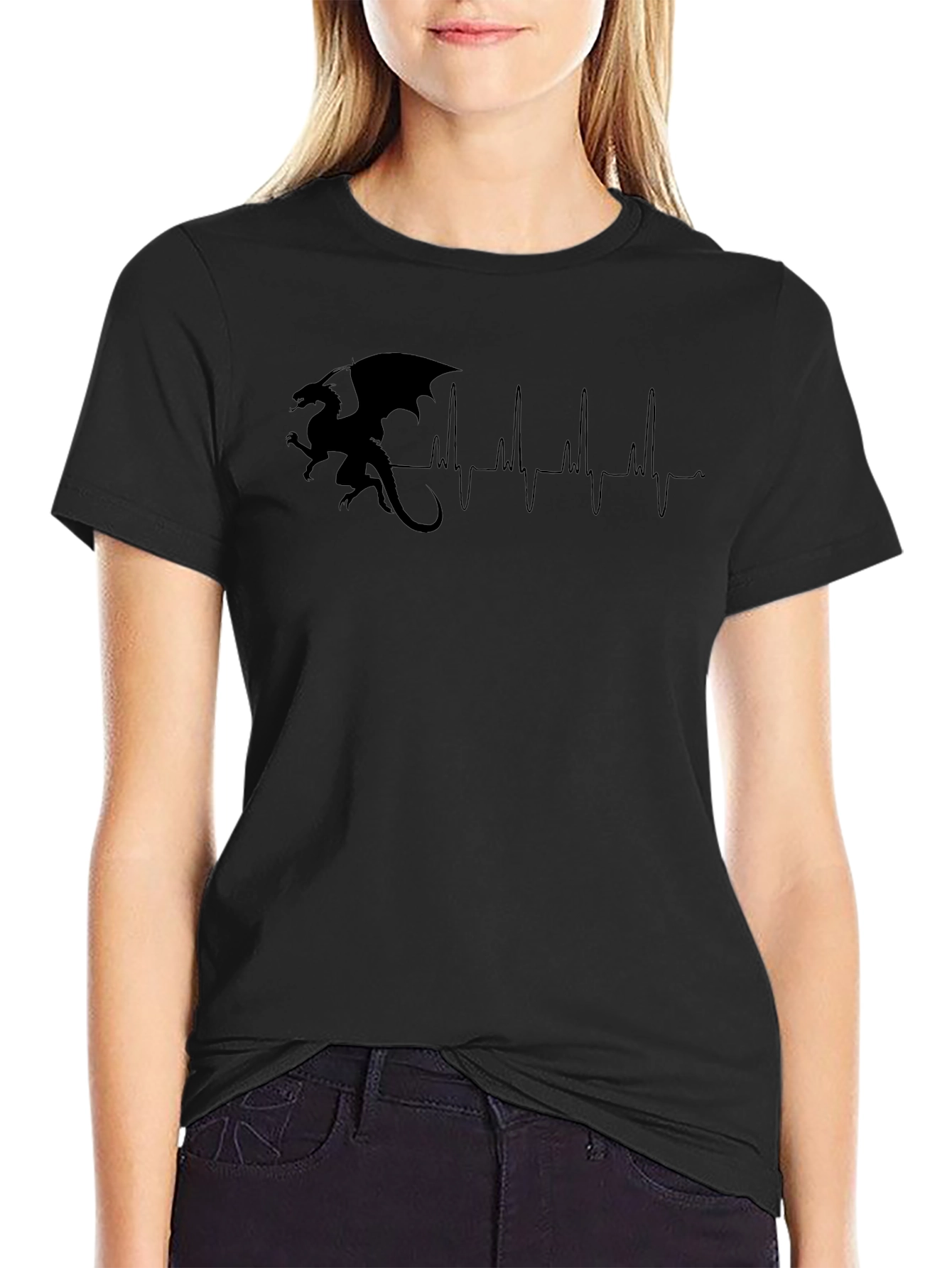 Dragon Heartbeat Graphic Tee - Black