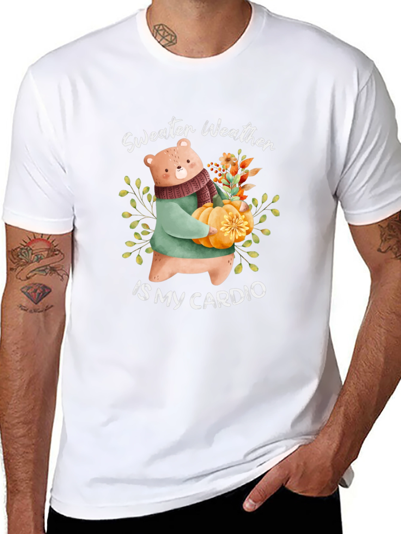 Sweater Weather Bear T-Shirt: Autumn Comfort