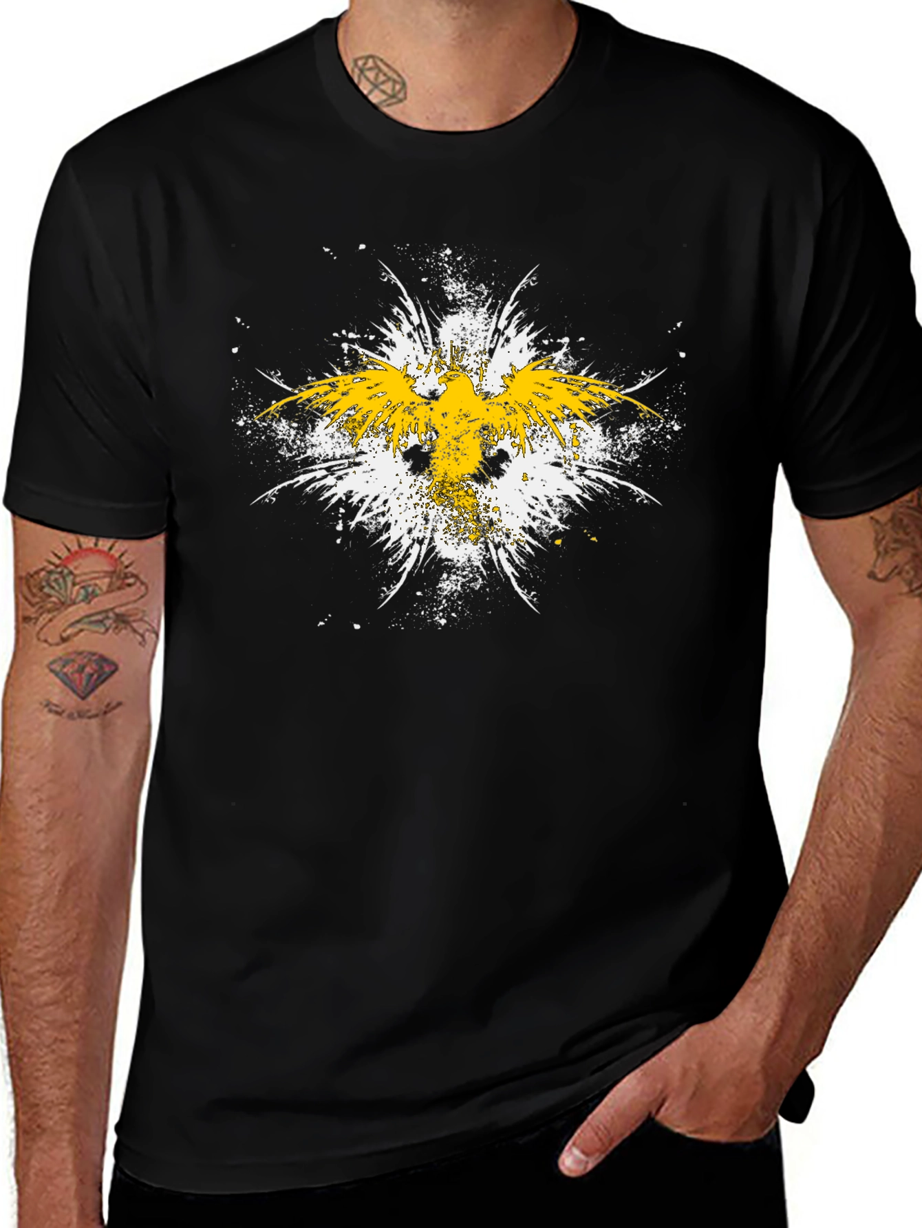 Abstract Eagle Graphic Black T-Shirt