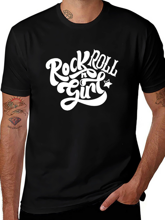 Rock n Roll Girl Black Cotton T-Shirt