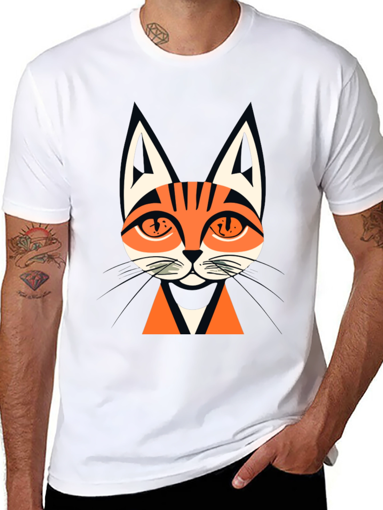 Mens Black Cat Graphic Tee