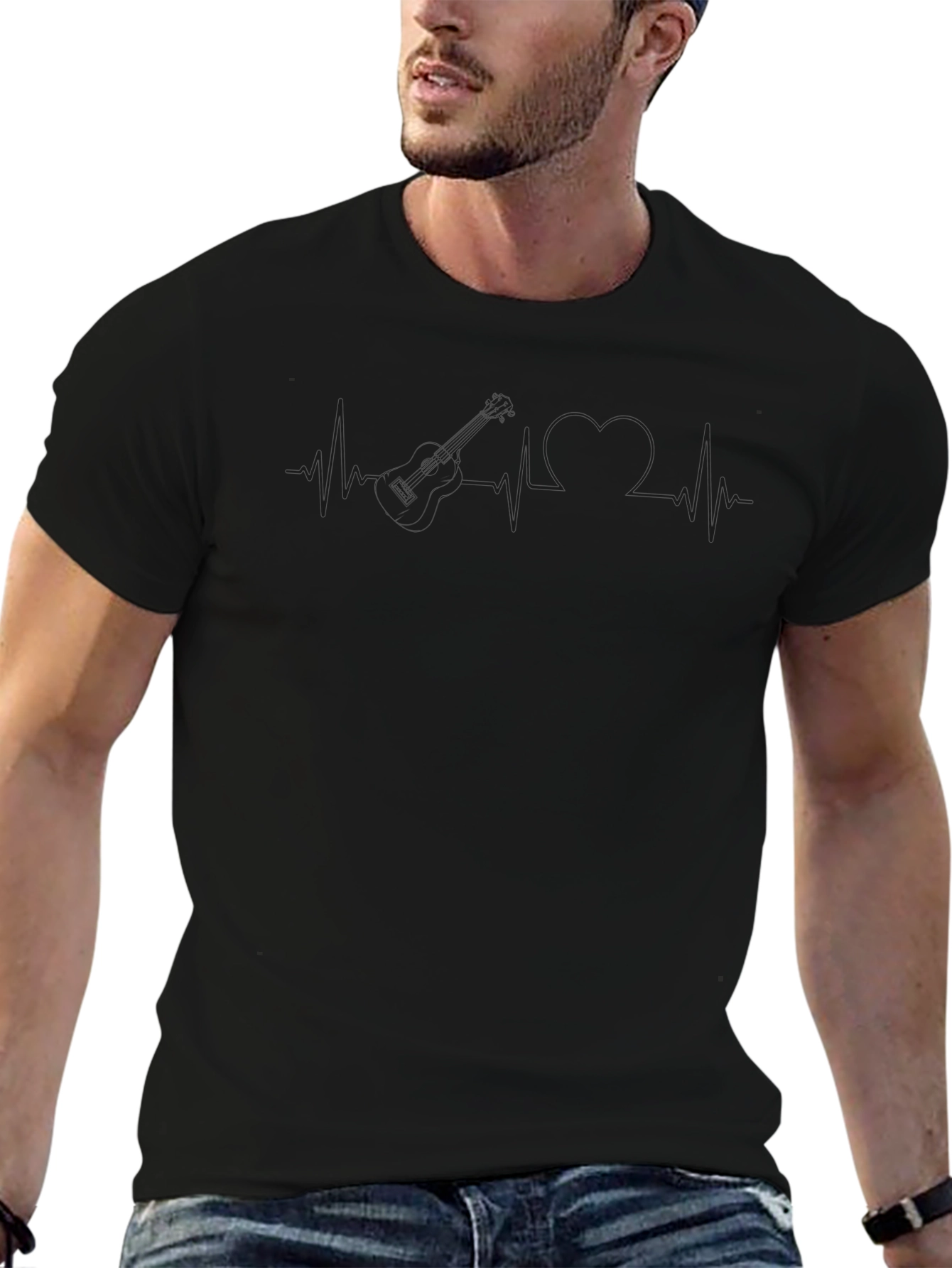 Minimalist Black T-Shirt with Subtle Graphic Design