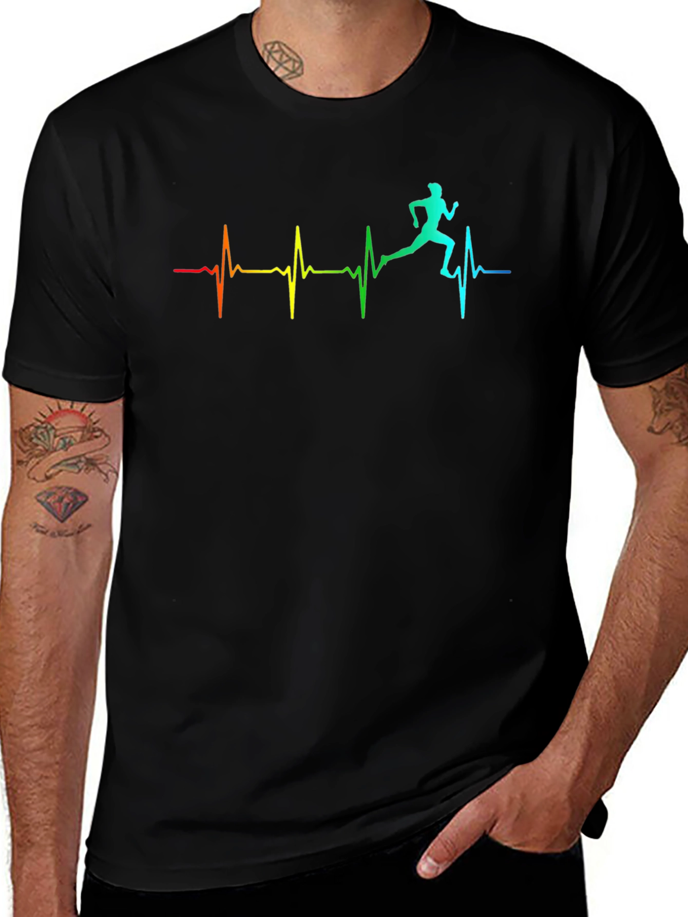 Runner Heartbeat T-Shirt - Black Athletic Tee