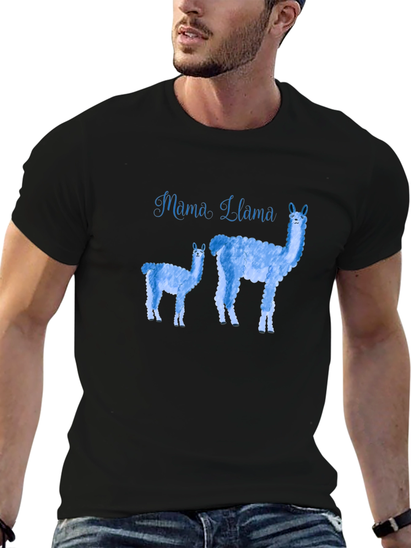 Mama Llama Graphic T-Shirt - Black