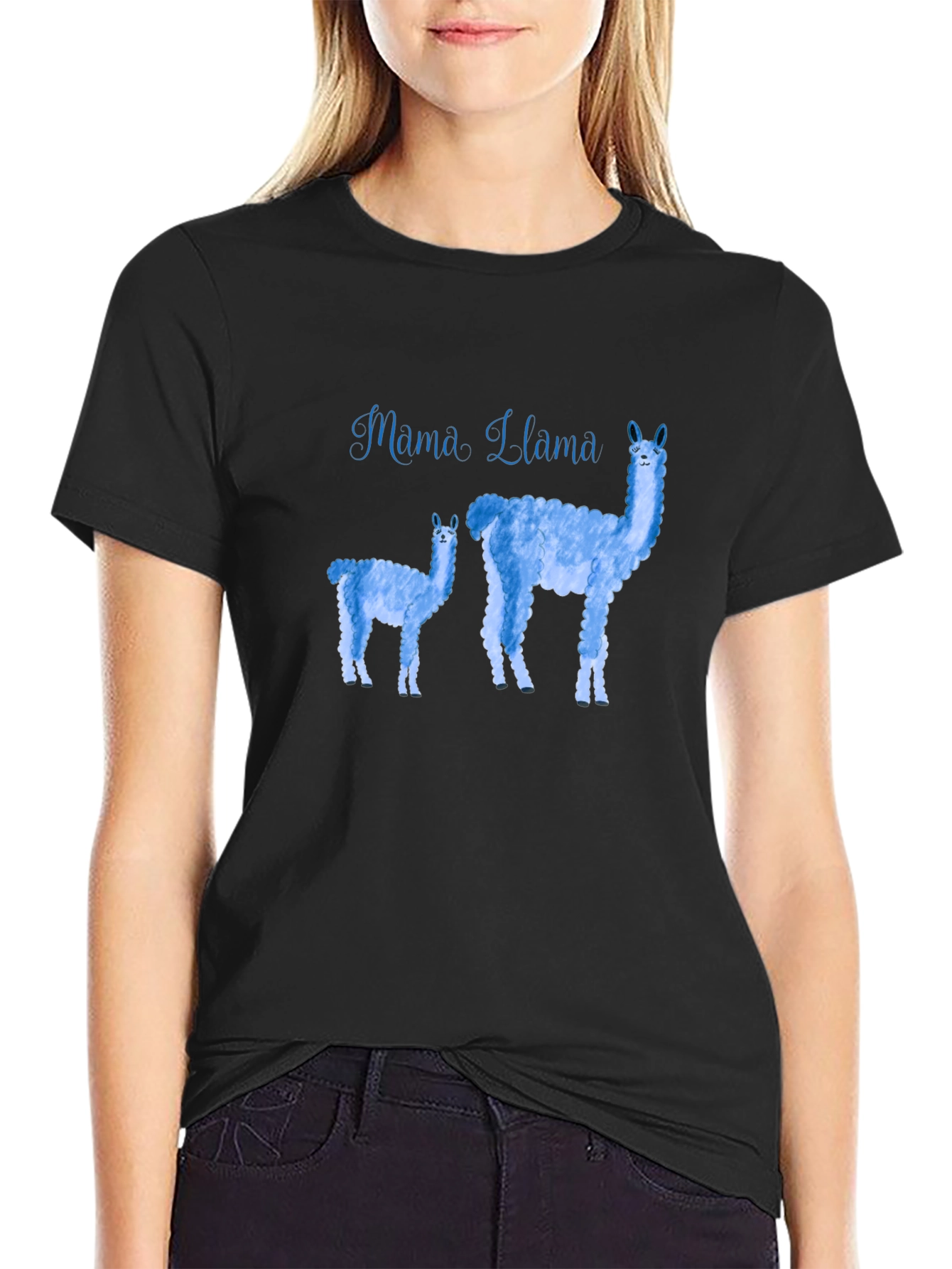 Mama Llama Graphic T-Shirt - Black