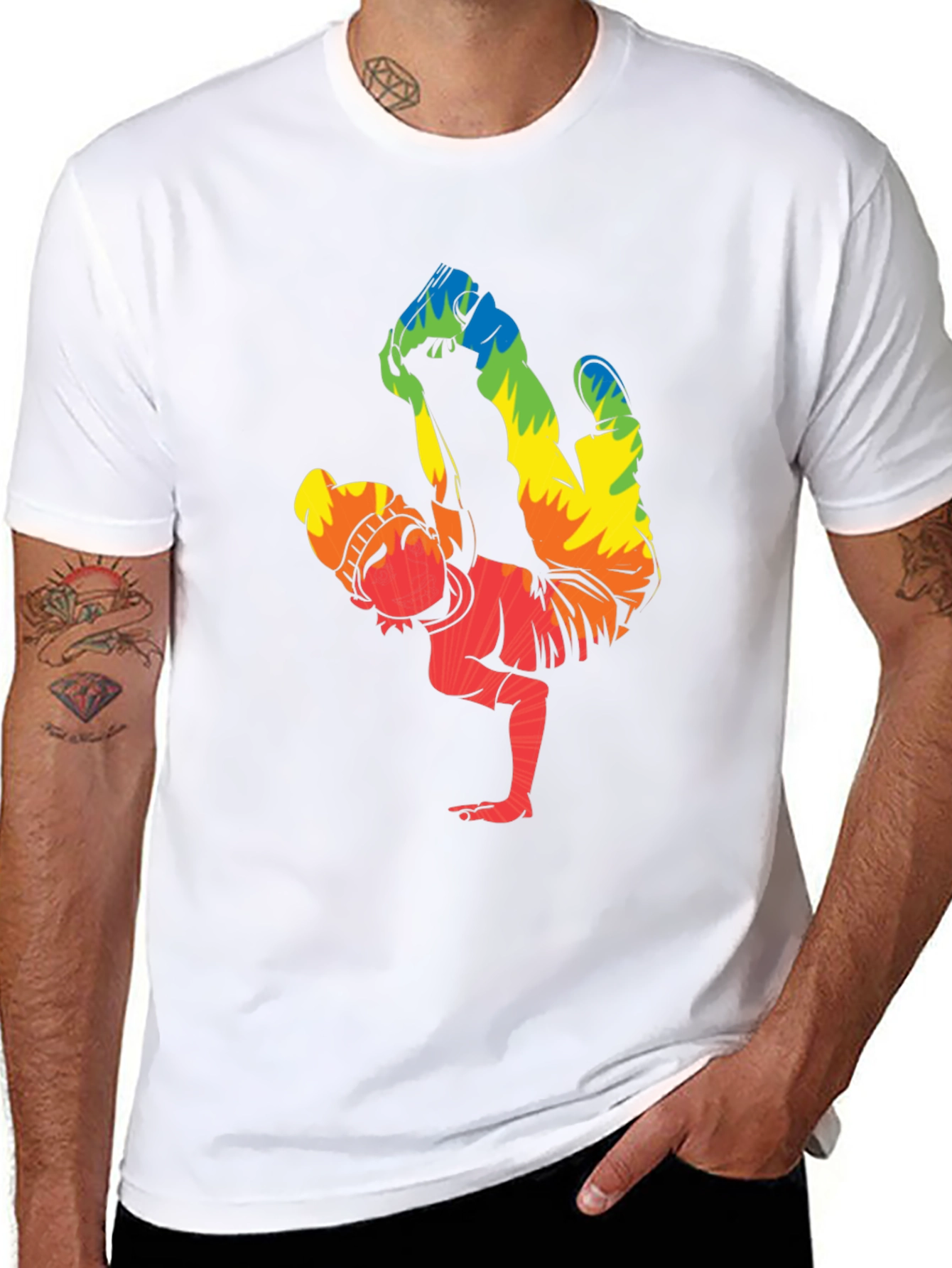 Rainbow Breakdancer Graphic T-Shirt - Street Style Tee