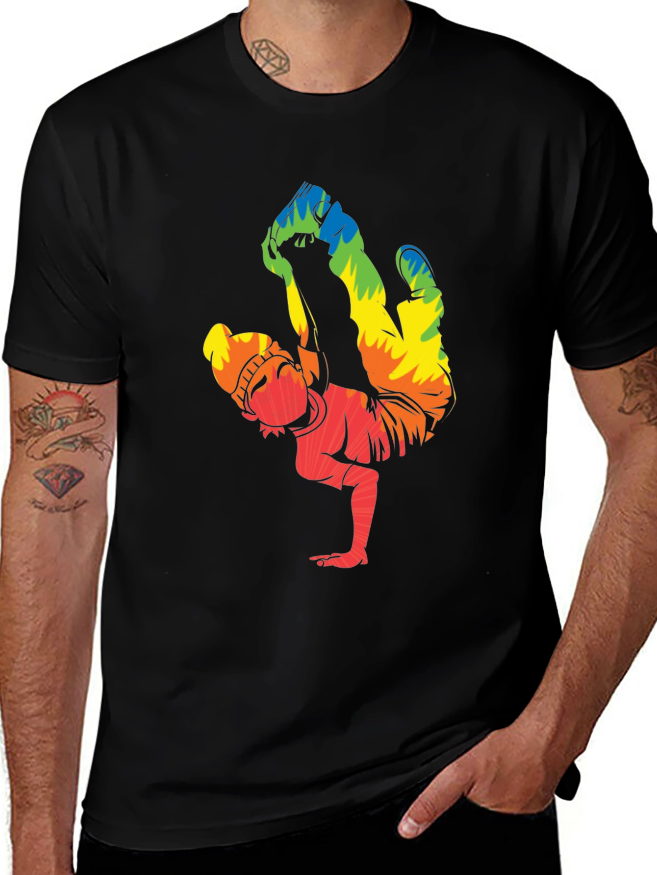 Rainbow Breakdancer Graphic T-Shirt - Street Style Tee