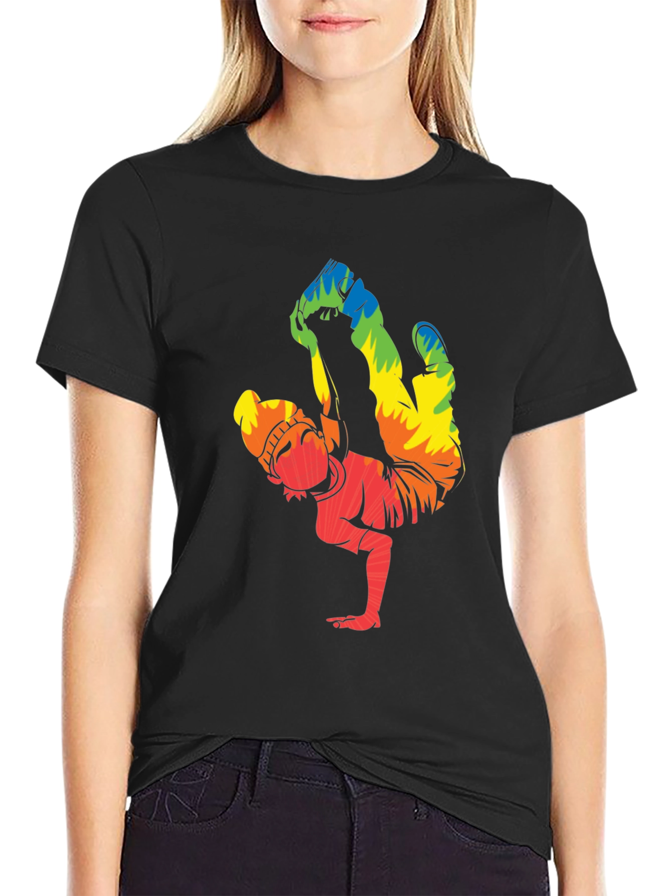 Rainbow Breakdancer Graphic T-Shirt - Street Style Tee