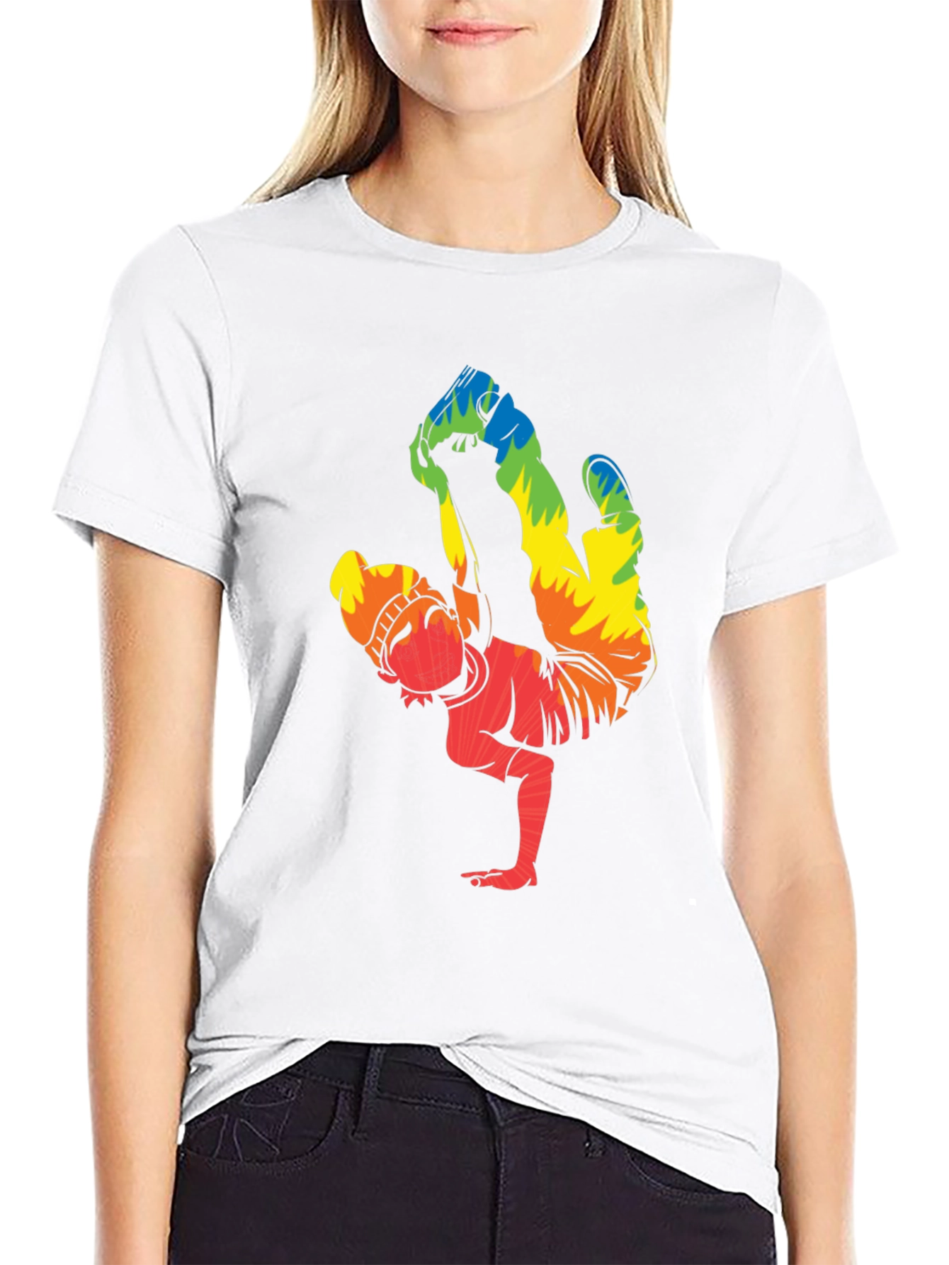 Rainbow Breakdancer Graphic T-Shirt - Street Style Tee