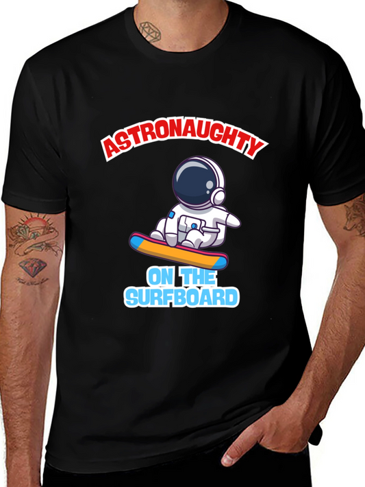 Astronaut Surfing T-Shirt - Black Graphic Tee