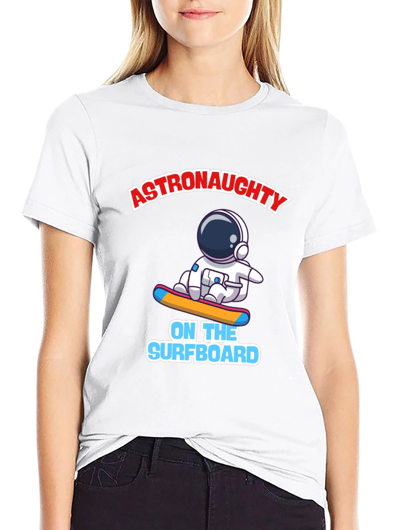 Astronaut Surfing T-Shirt - Black Graphic Tee