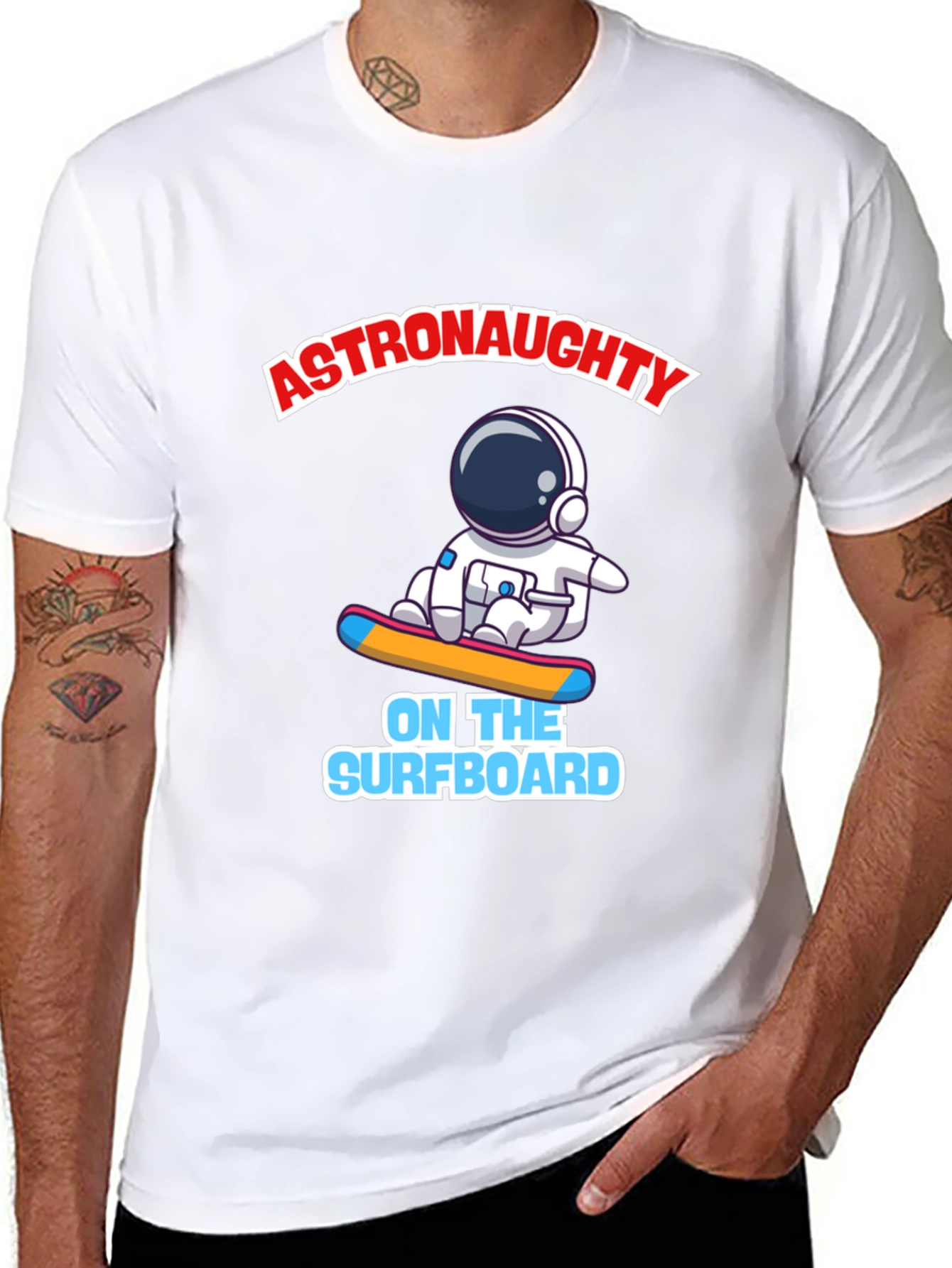 Astronaut Surfing T-Shirt - Black Graphic Tee