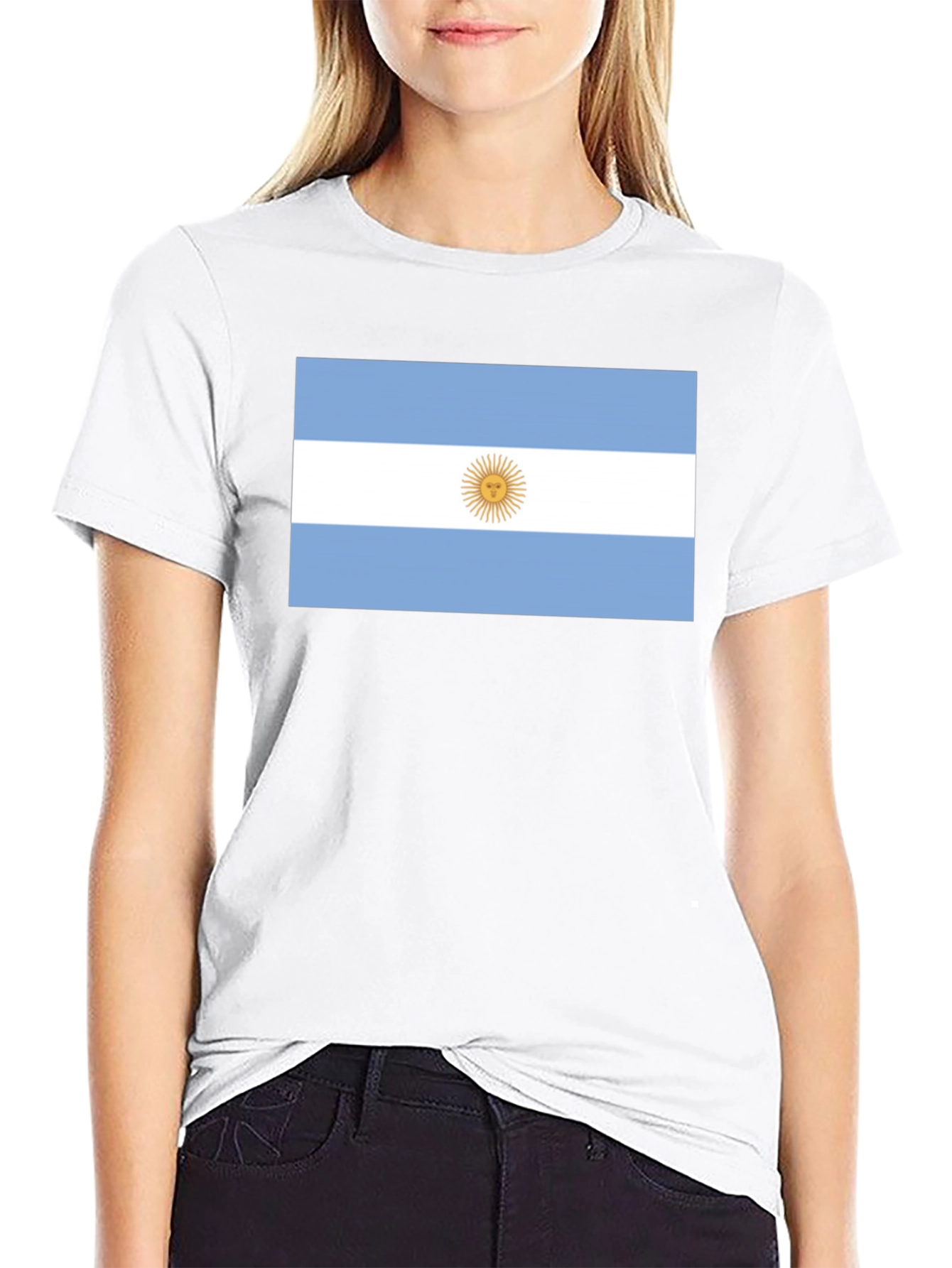 Argentina Flag T-Shirt - Black Cotton Tee