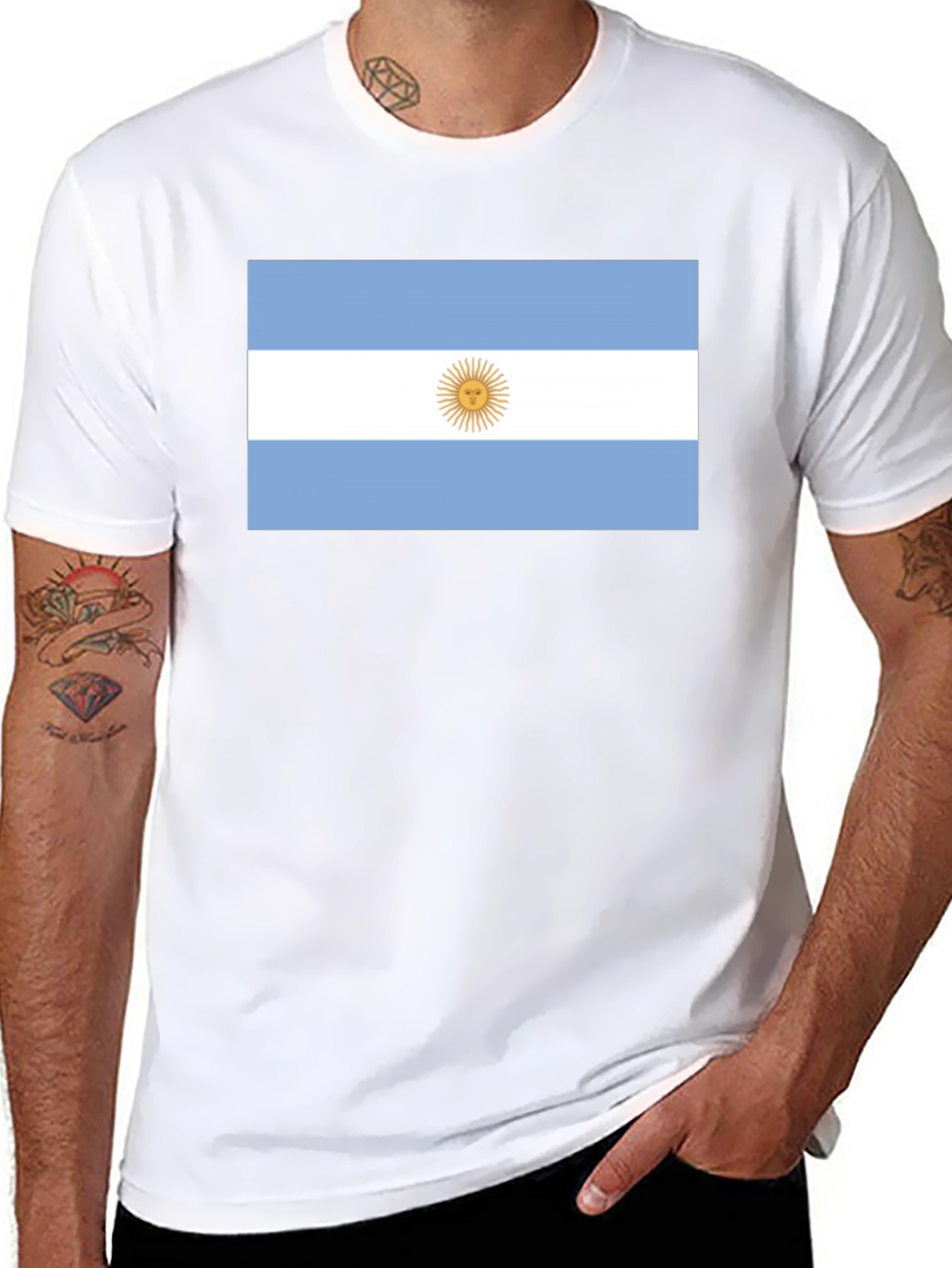 Argentina Flag T-Shirt - Black Cotton Tee
