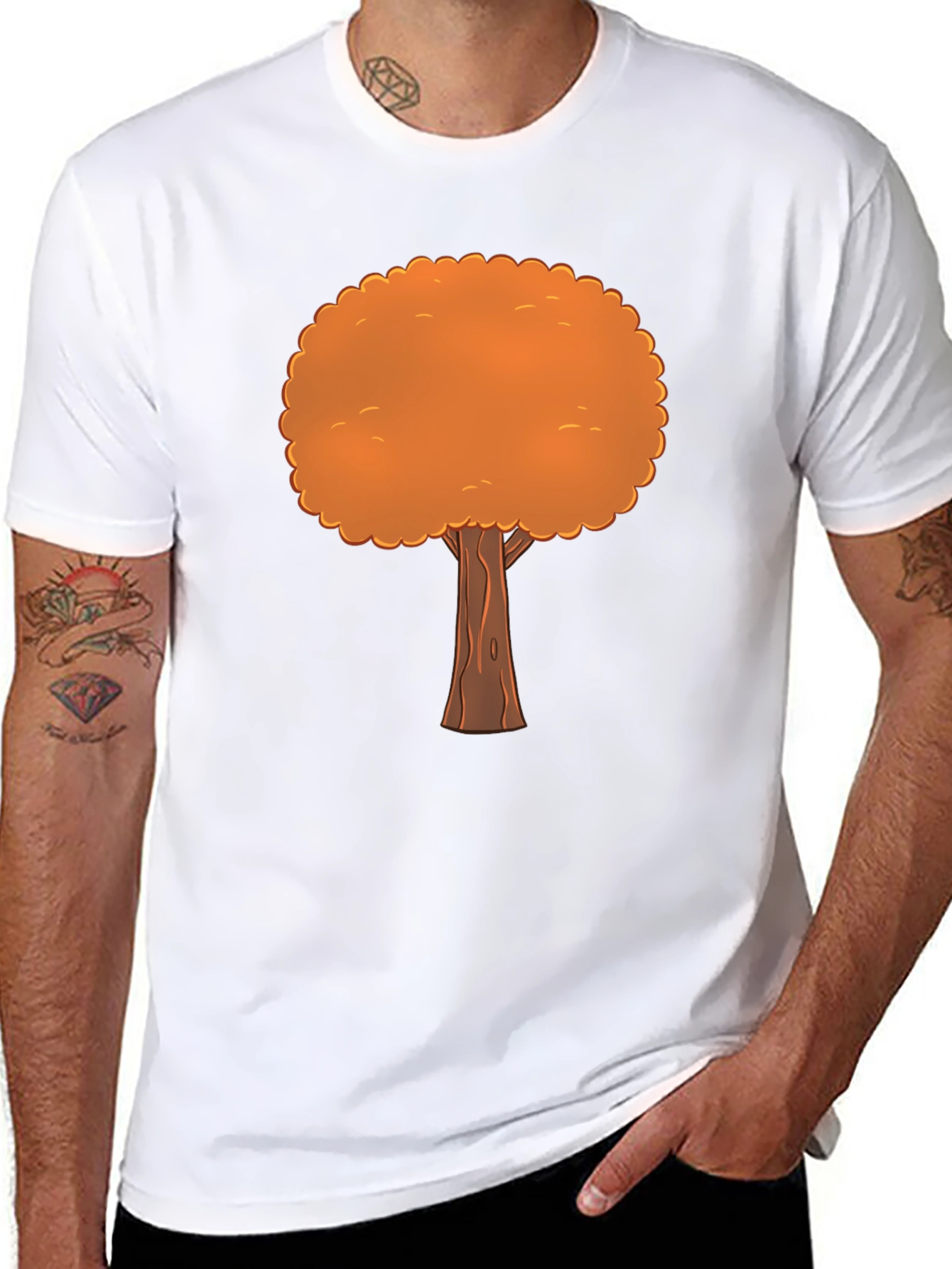 Fall Tree Graphic Tee - Black Cotton T-Shirt