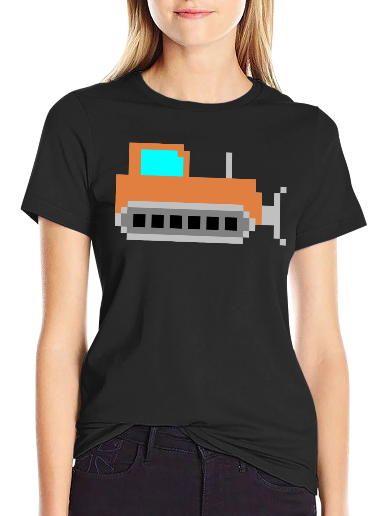Pixel Bulldozer T-Shirt - Black Cotton Tee