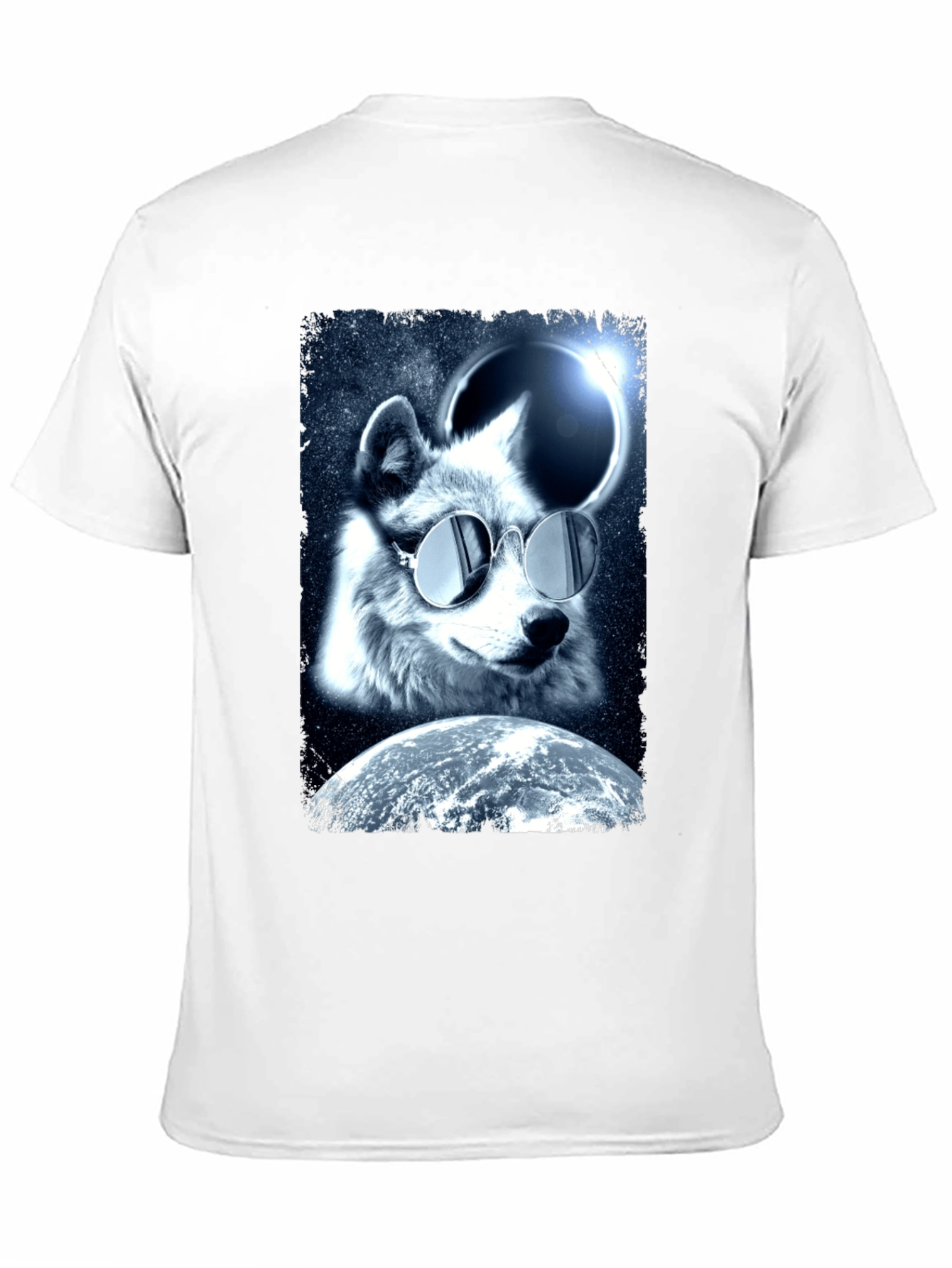 Cool Wolf in Space T-Shirt - Unique Graphic Tee