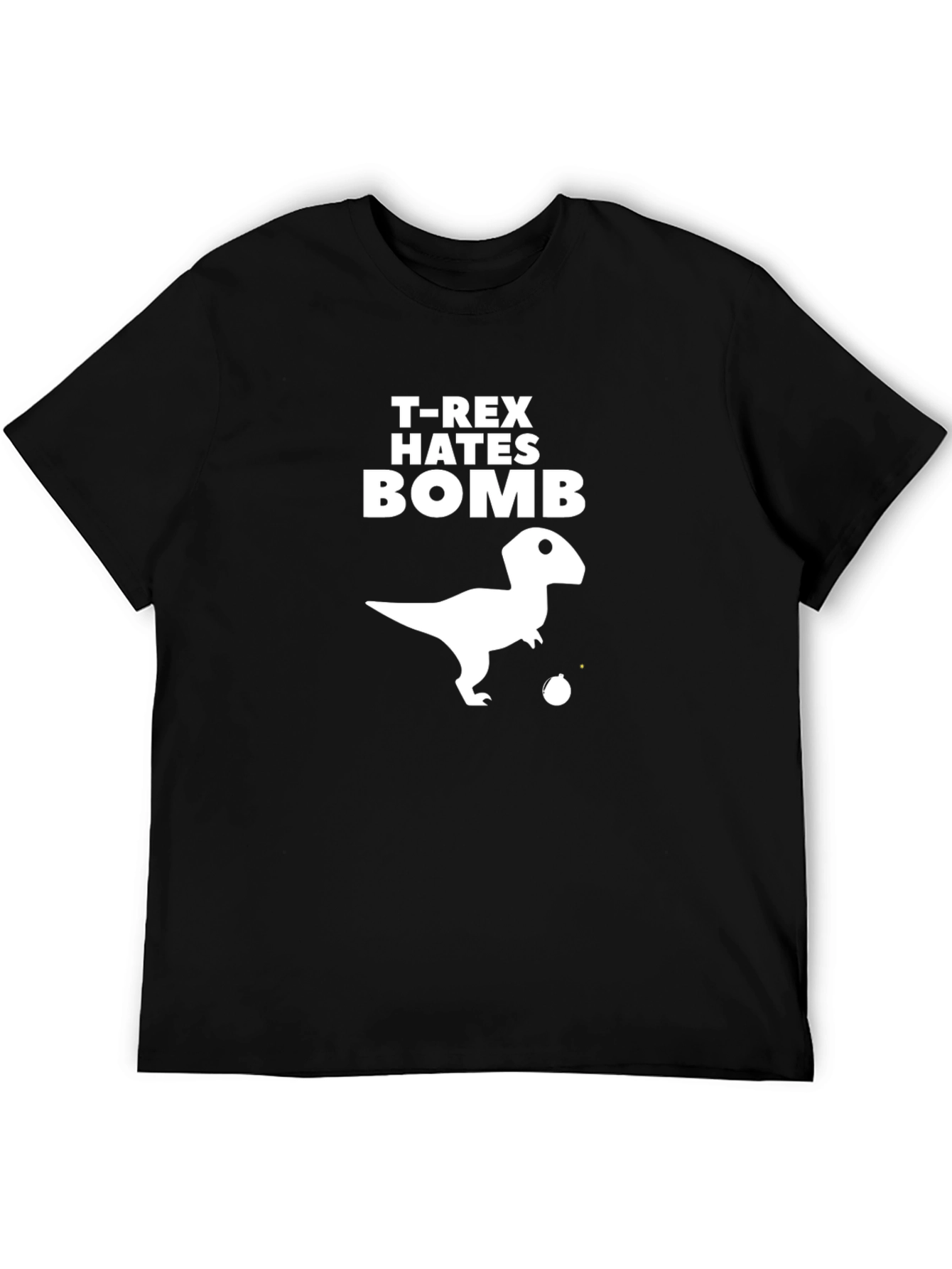 T-Rex Hates Bomb Graphic Tee - Black Cotton T-Shirt