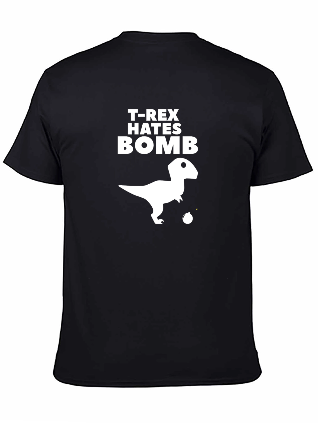T-Rex Hates Bomb Graphic Tee - Black Cotton T-Shirt