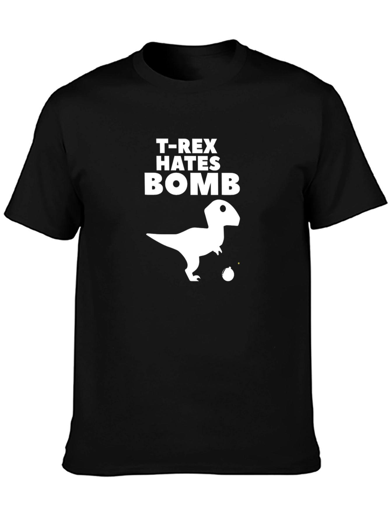 T-Rex Hates Bomb Graphic Tee - Black Cotton T-Shirt