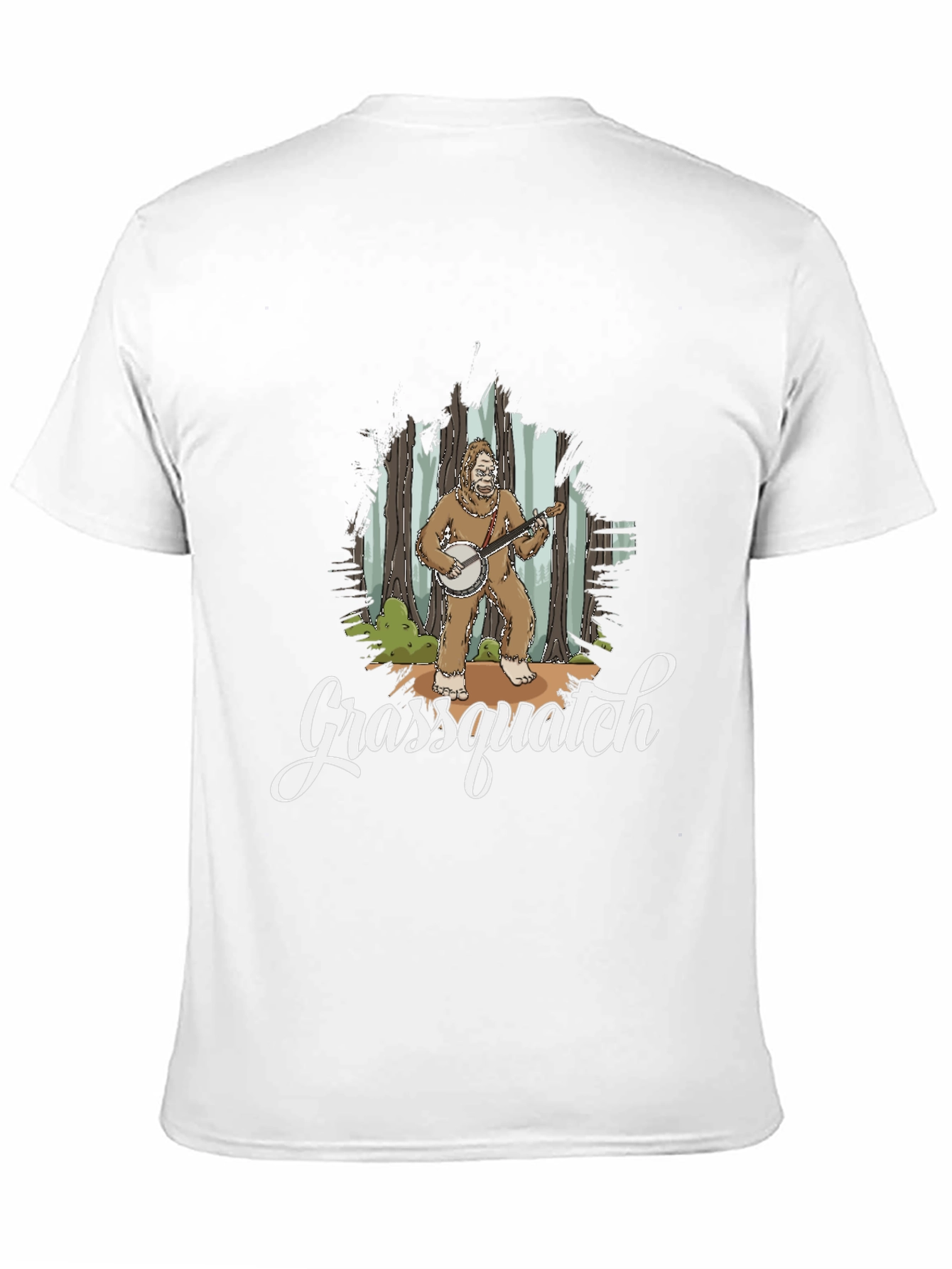Grassquatch Graphic T-Shirt - Bigfoot Banjo Design