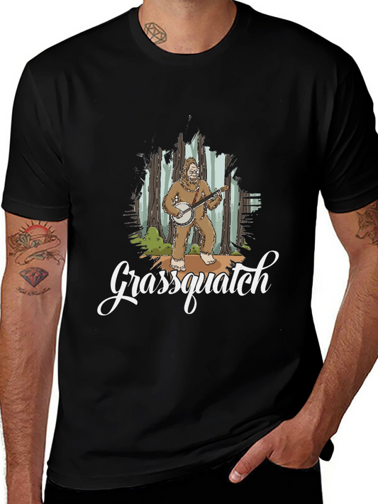 Grassquatch Graphic T-Shirt - Bigfoot Banjo Design