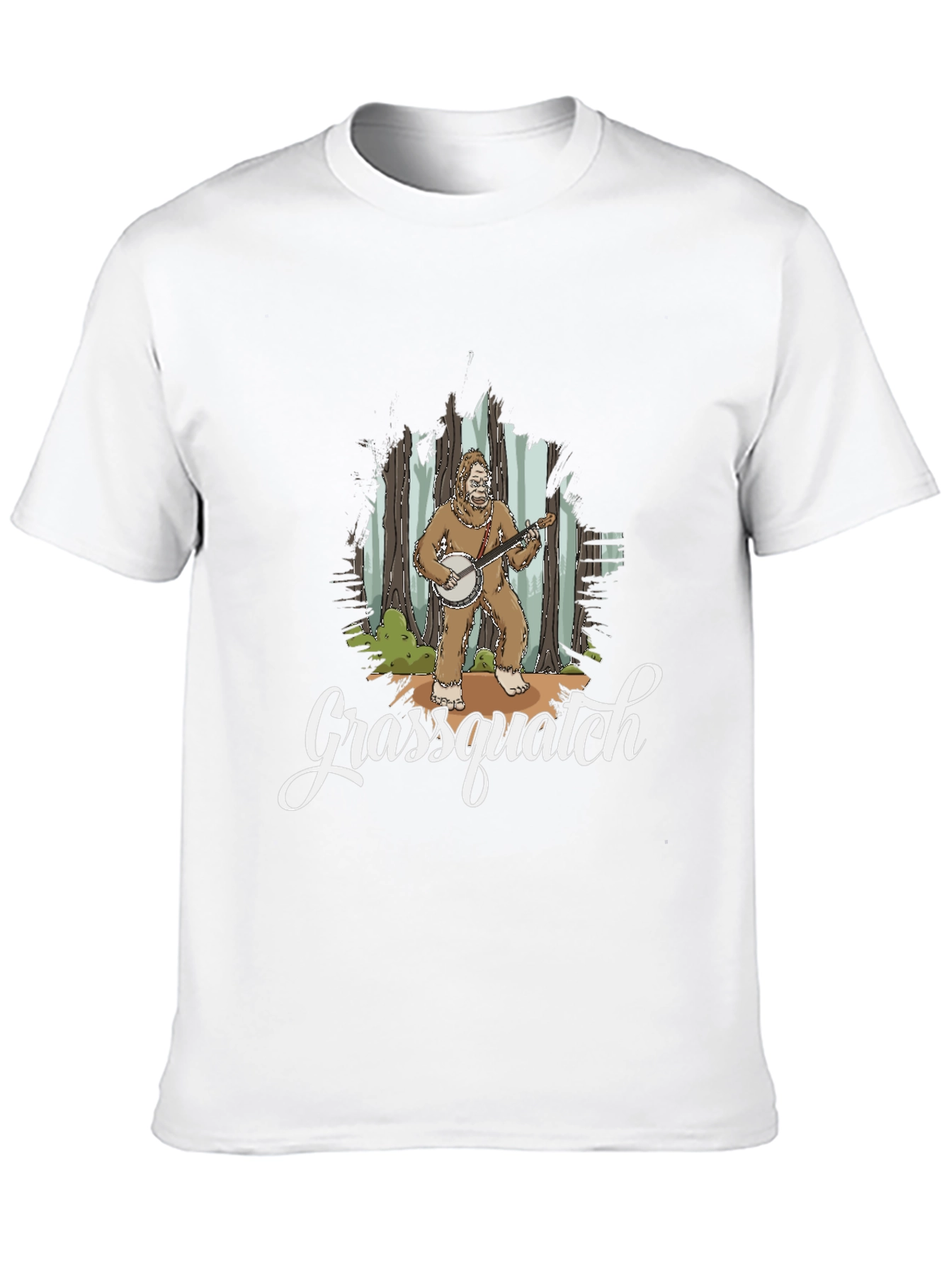 Grassquatch Graphic T-Shirt - Bigfoot Banjo Design
