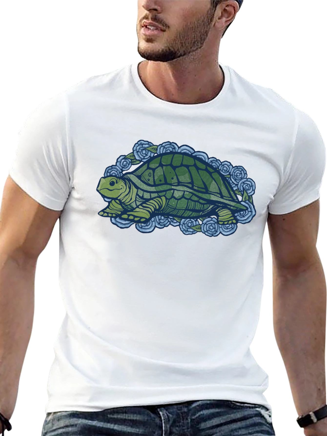 Turtle & Roses Graphic T-Shirt - Black