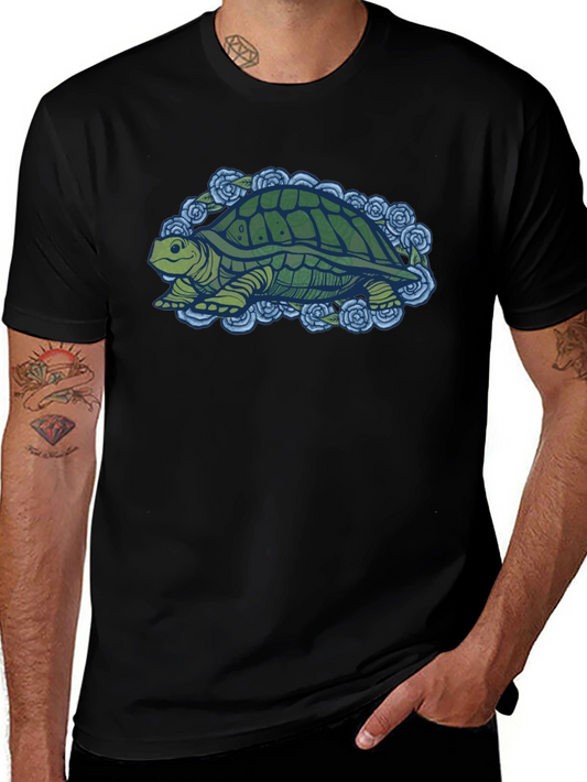 Turtle & Roses Graphic T-Shirt - Black