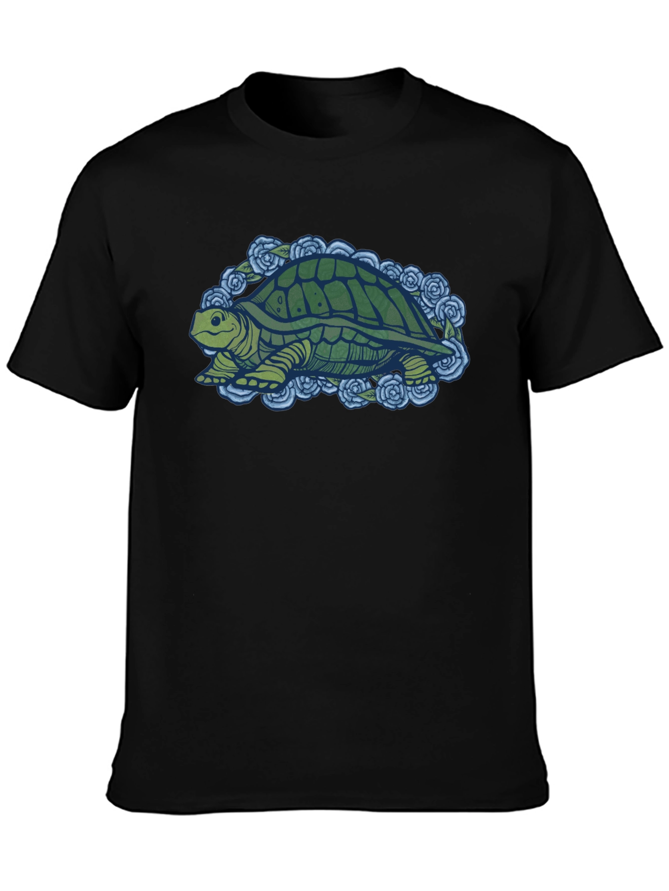 Turtle & Roses Graphic T-Shirt - Black