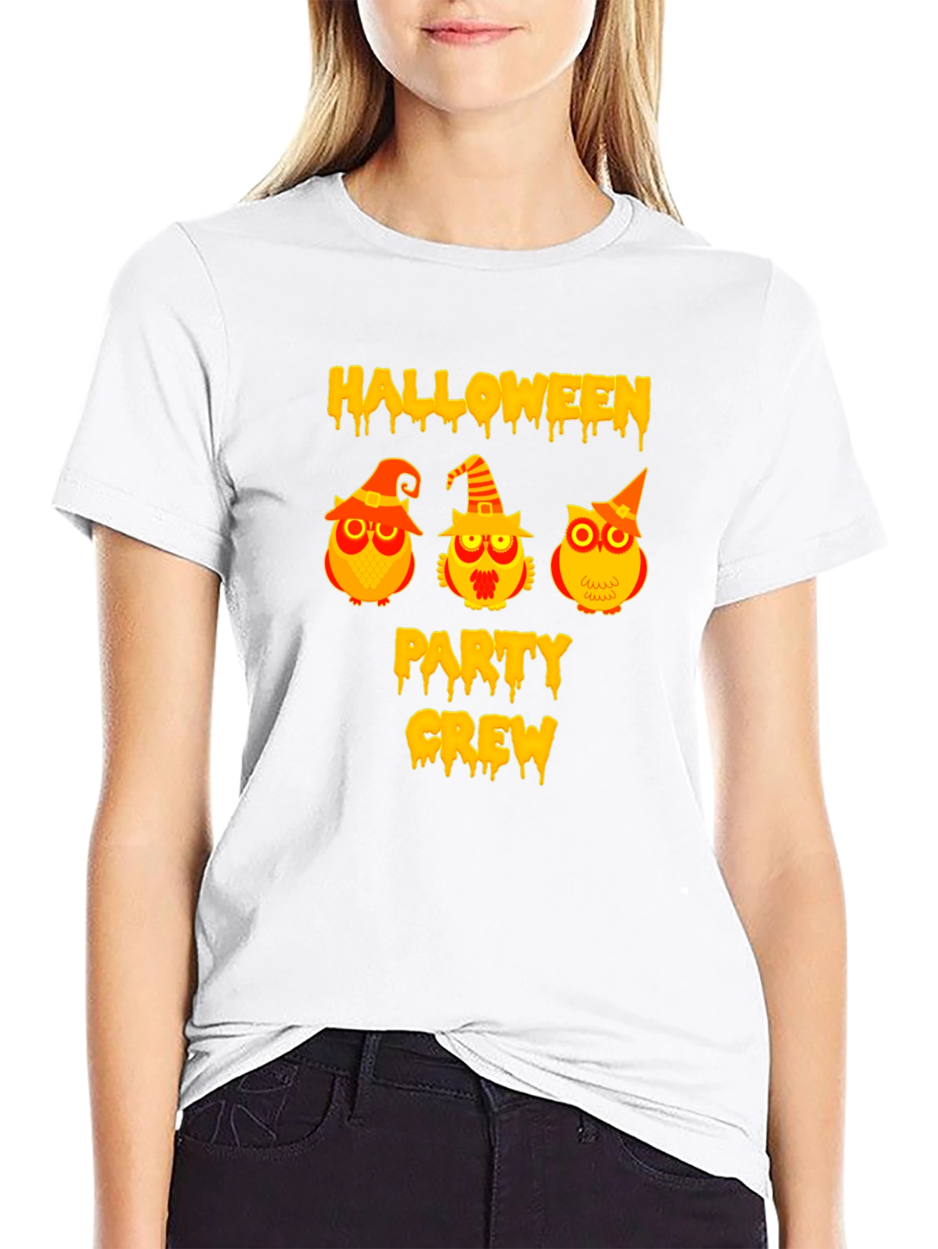 Halloween Party Crew Owl Graphic T-Shirt