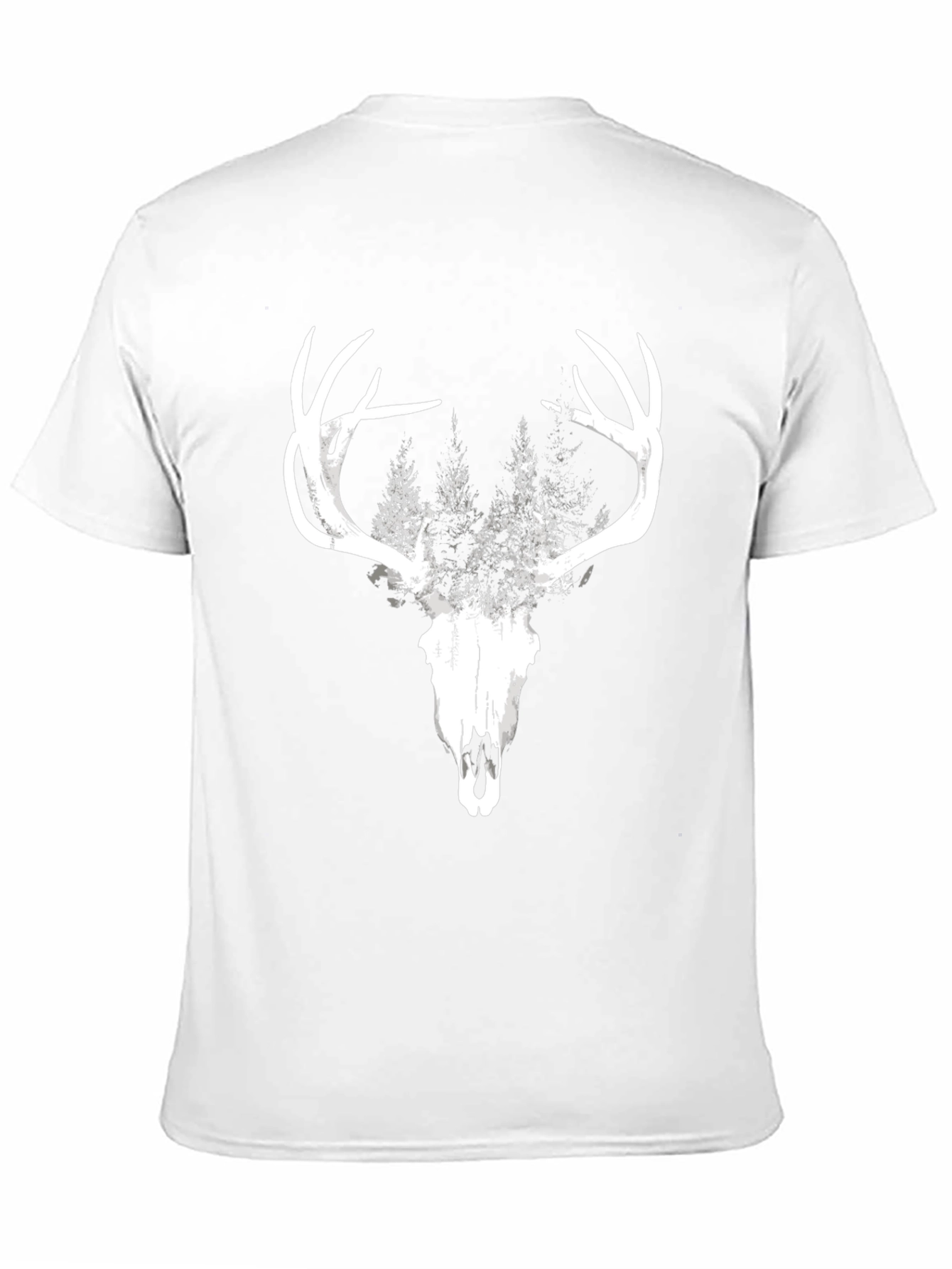Mens Black Deer Skull & Forest Graphic Tee