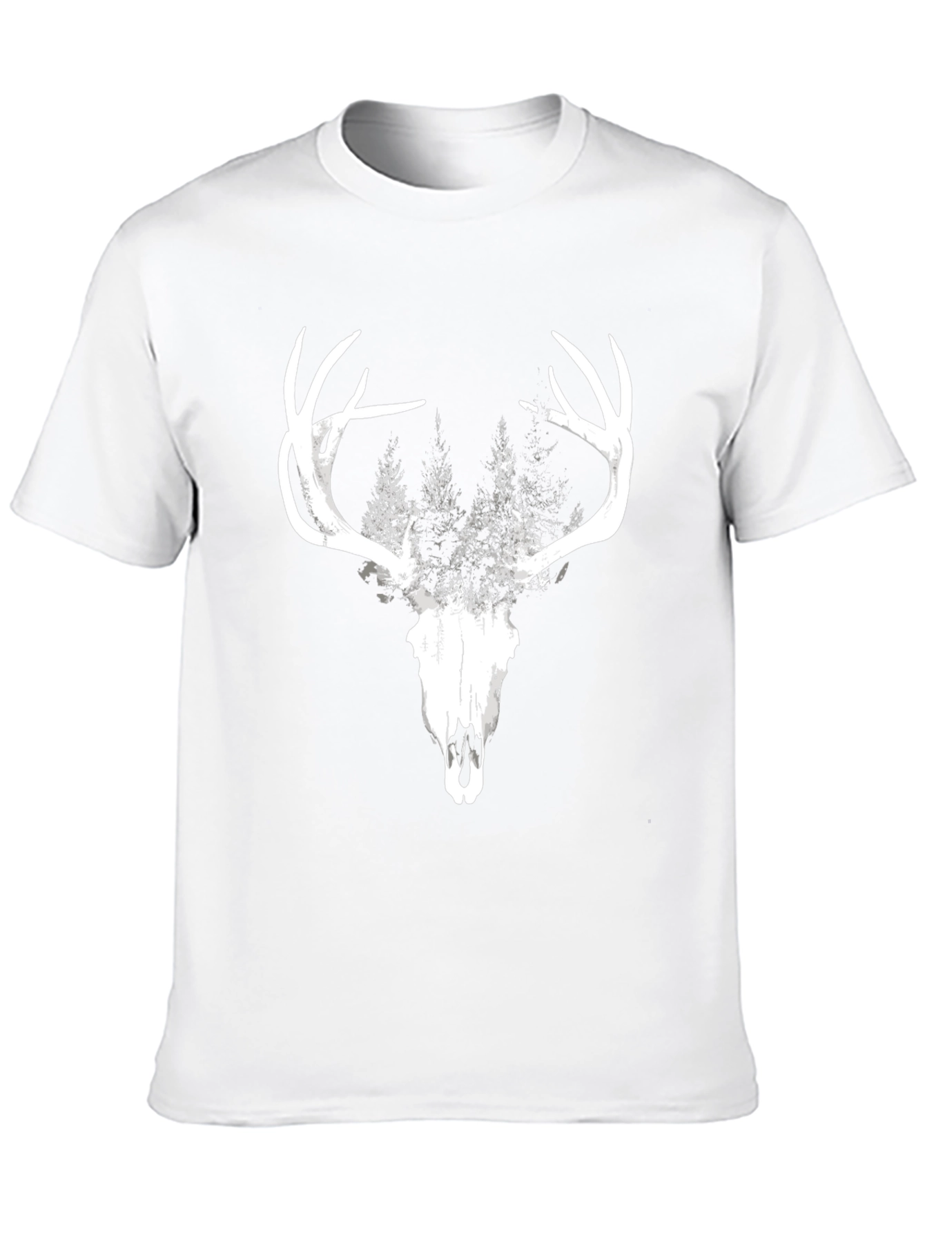 Mens Black Deer Skull & Forest Graphic Tee