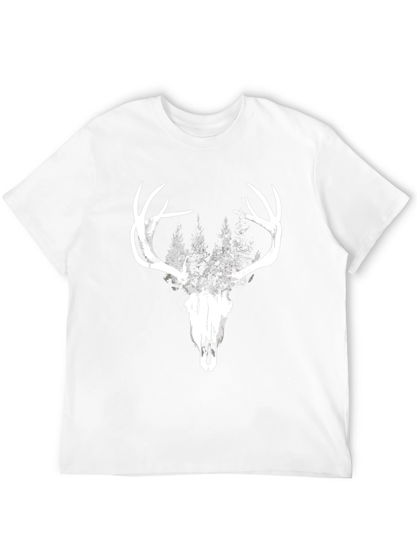 Mens Black Deer Skull & Forest Graphic Tee