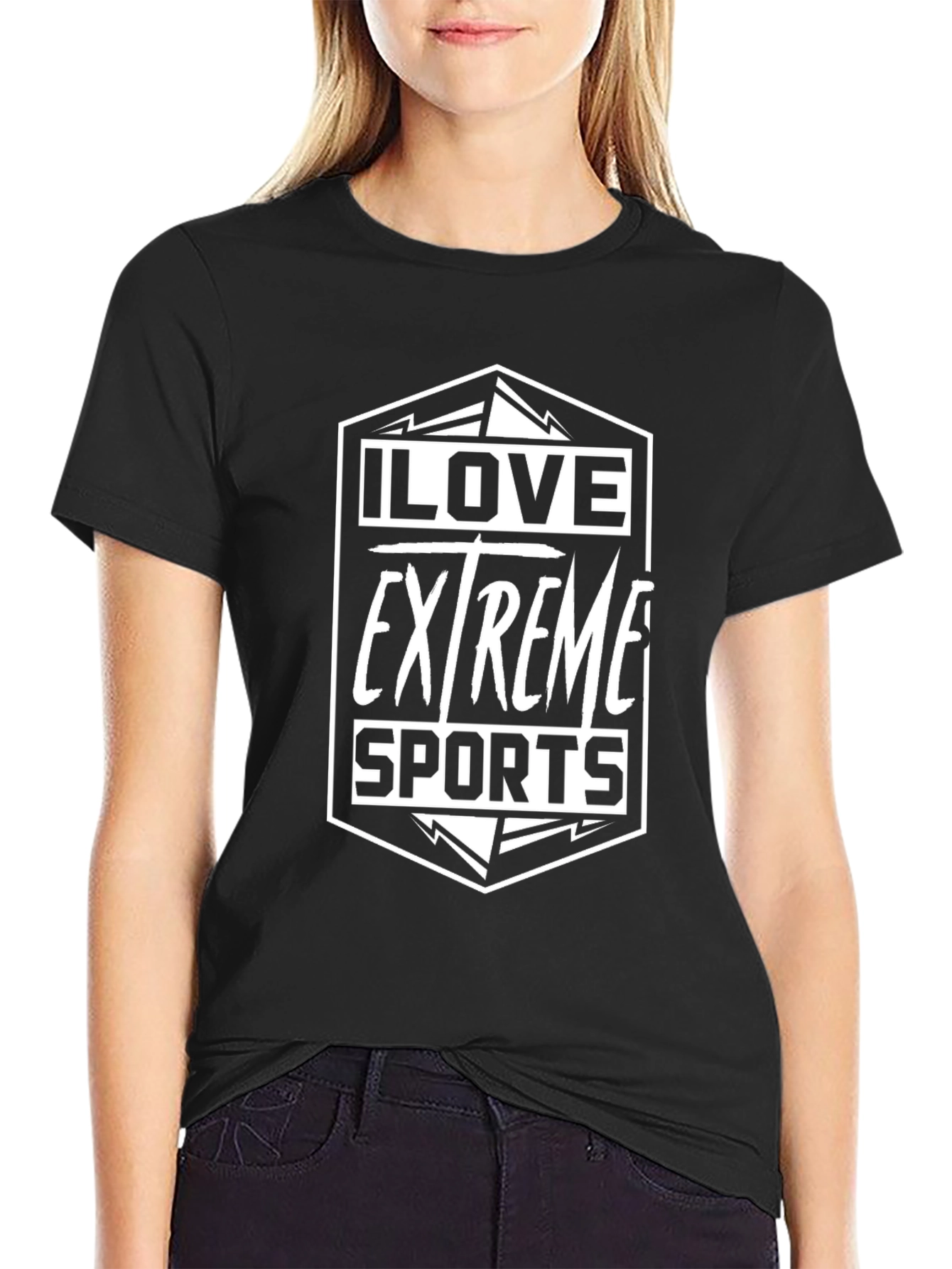 I Love Extreme Sports Black Graphic Tee