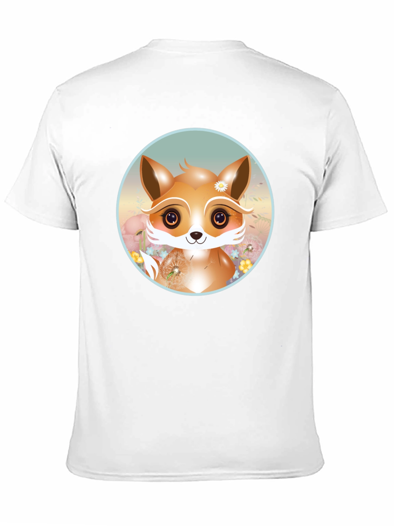 Cute Fox Graphic Tee - Black Cotton Blend