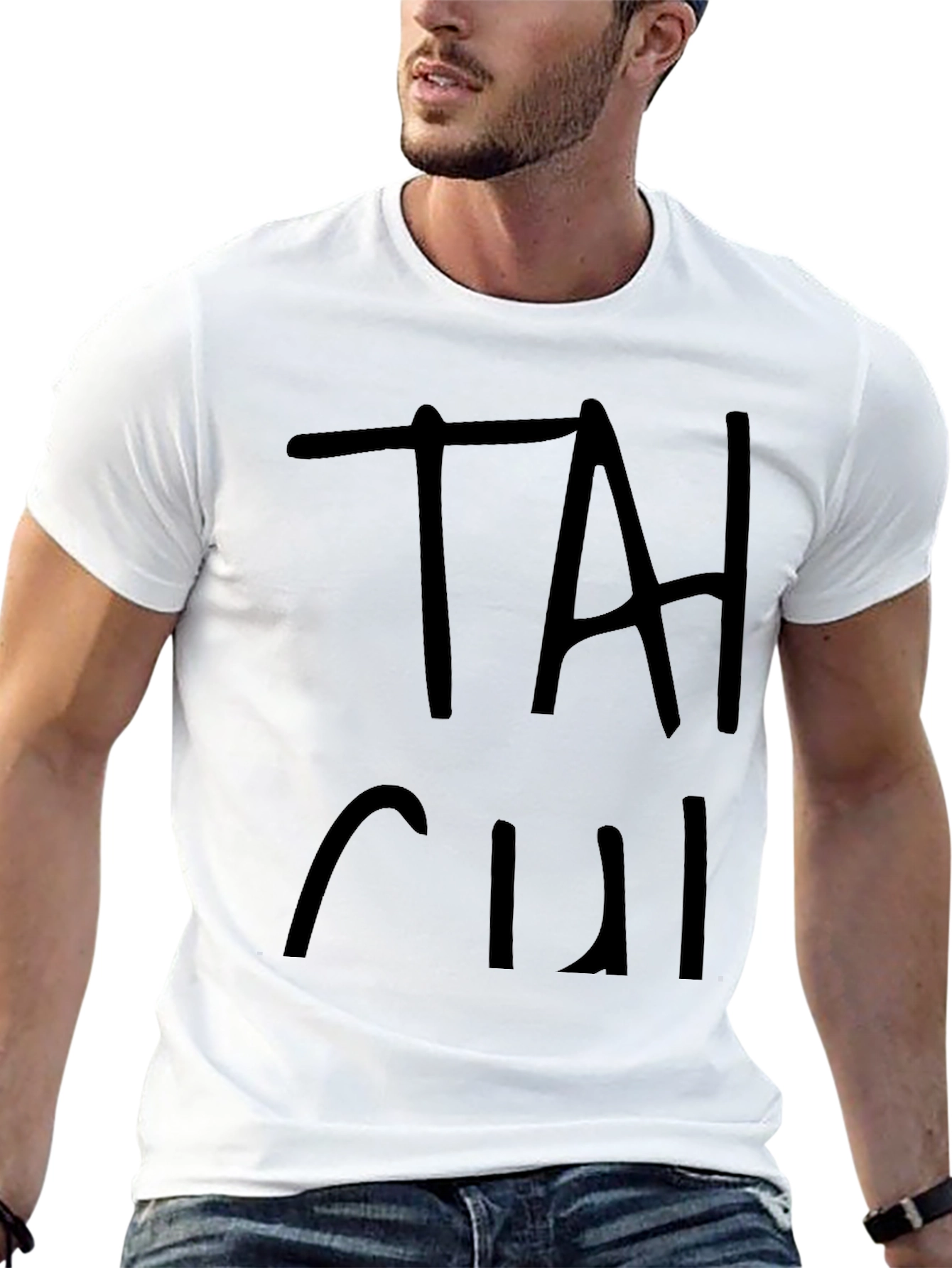 Black TAI CHI Graphic Print T-Shirt