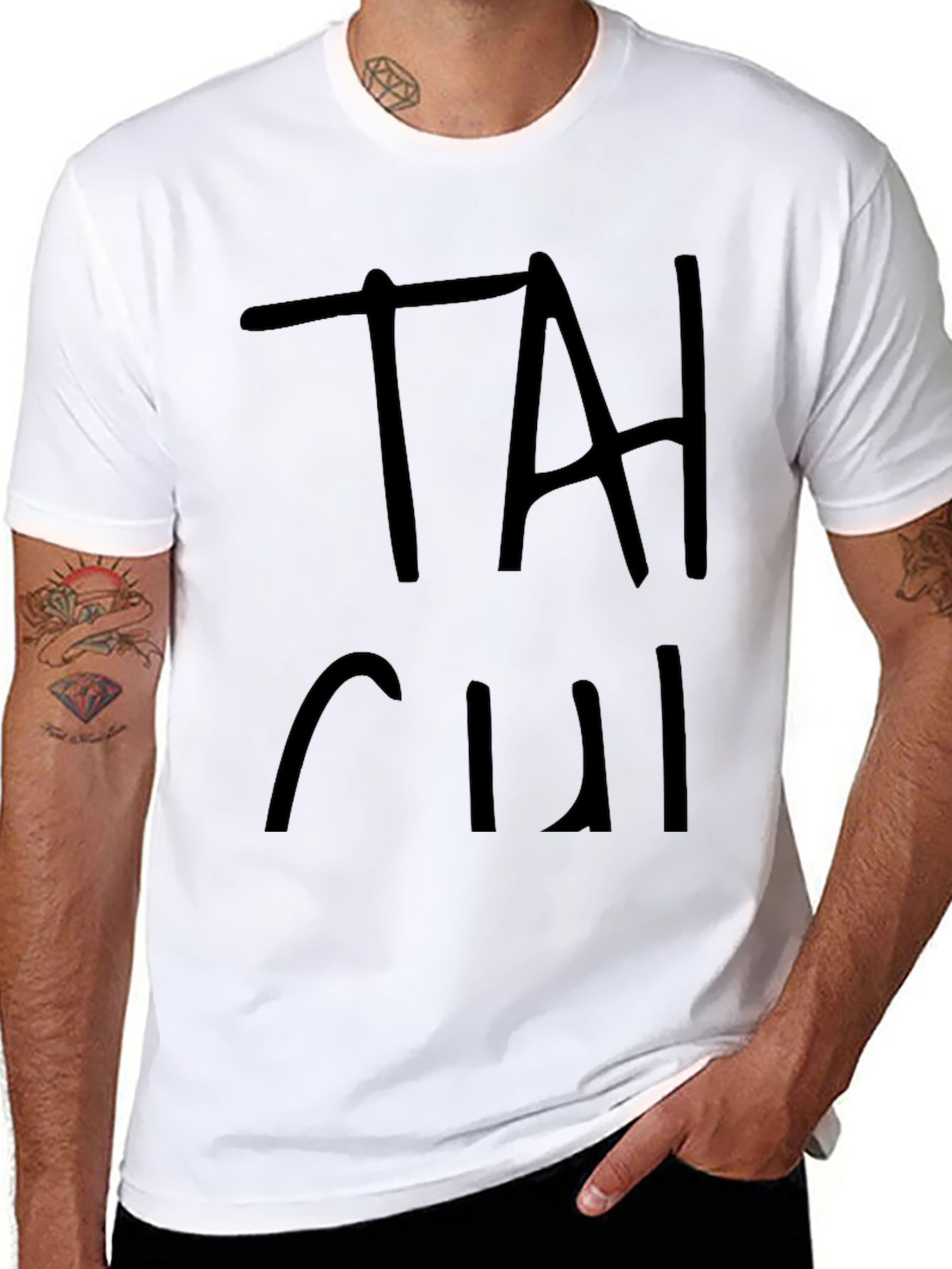 Black TAI CHI Graphic Print T-Shirt