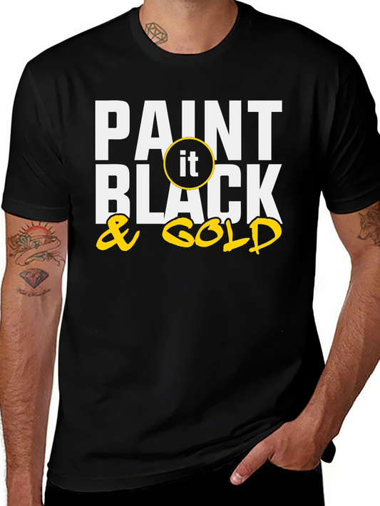 Paint It Black & Gold Tee - Unique Graphic T-Shirt